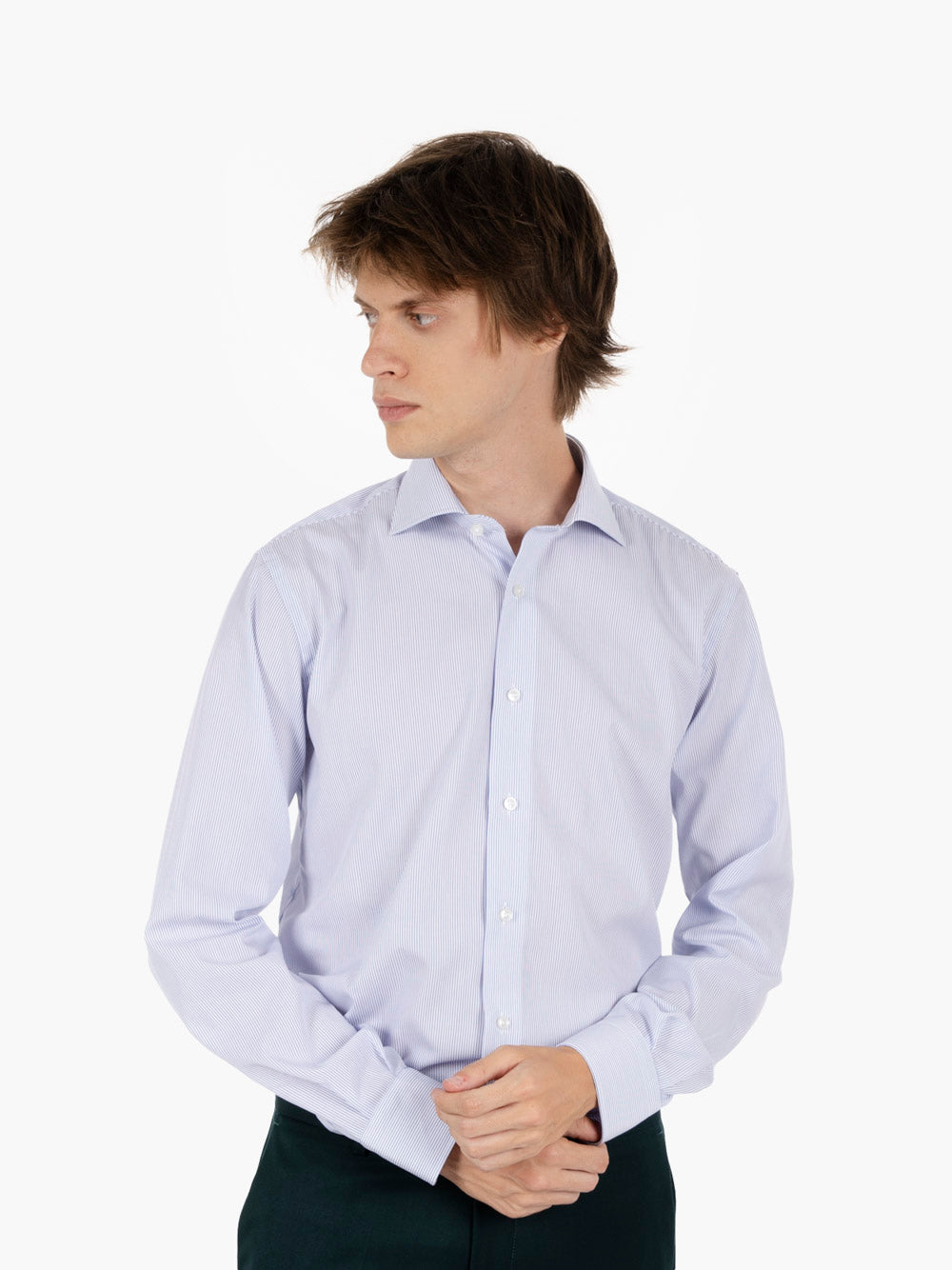 Camicia in cotone bianco / azzurra
