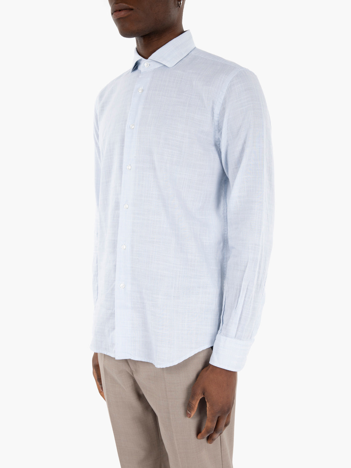 Camicia in cotone microriga azzurro