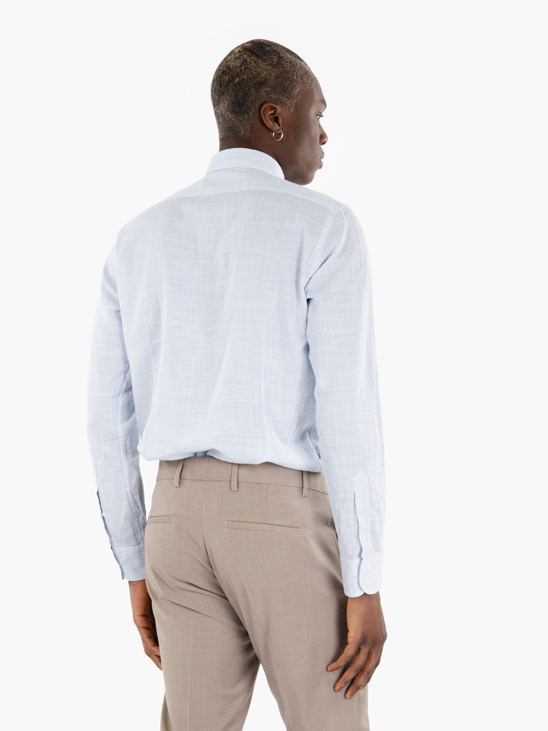 Camicia in cotone microriga azzurro