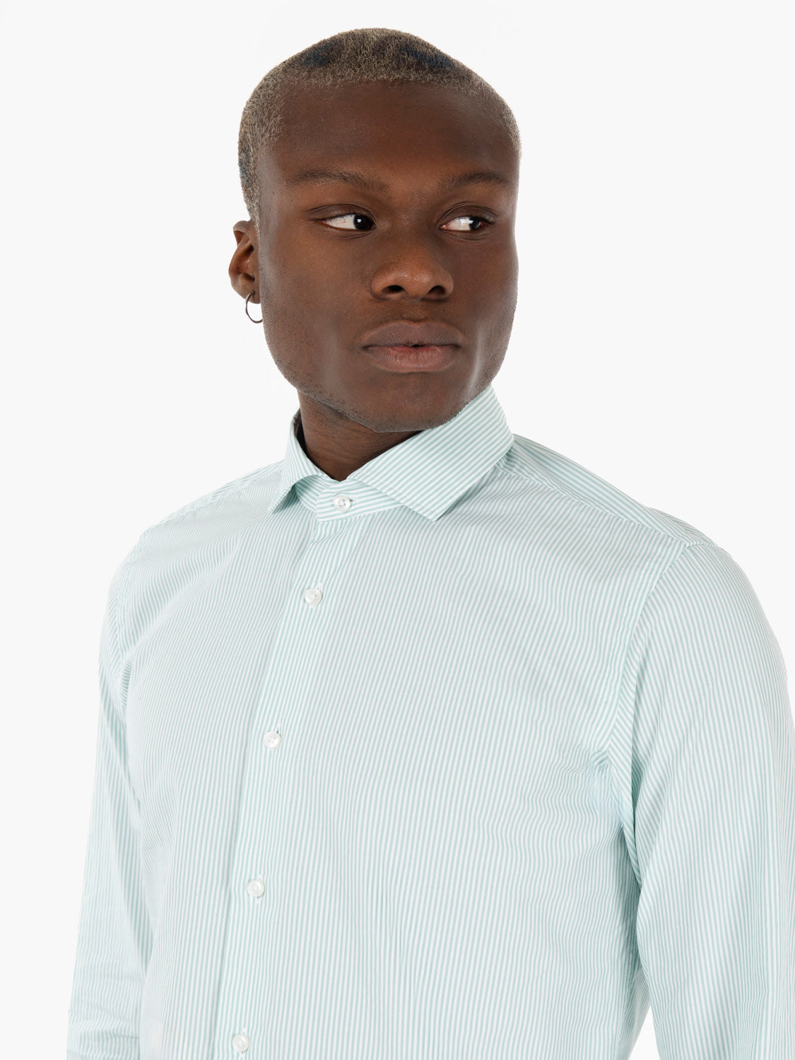 Camicia in cotone righetta verde