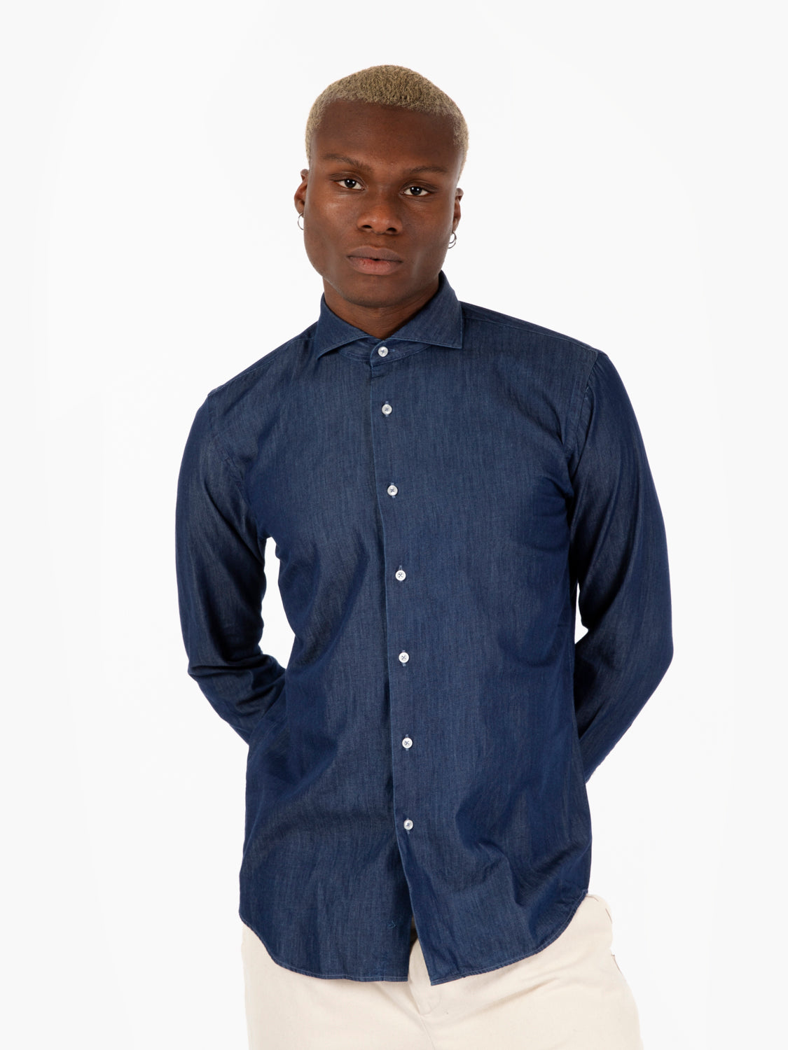 Camicia in Jeans Uomo Leggero a Manica Lunga Con Bottoni Camicia in Jeans Uomo Leggero a Manica Lunga Con Bottoni
