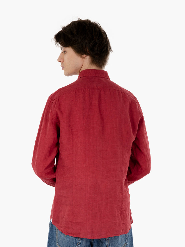 THE SARTORIALIST - Camicia in lino con doppie tasche Sahariana bordeaux