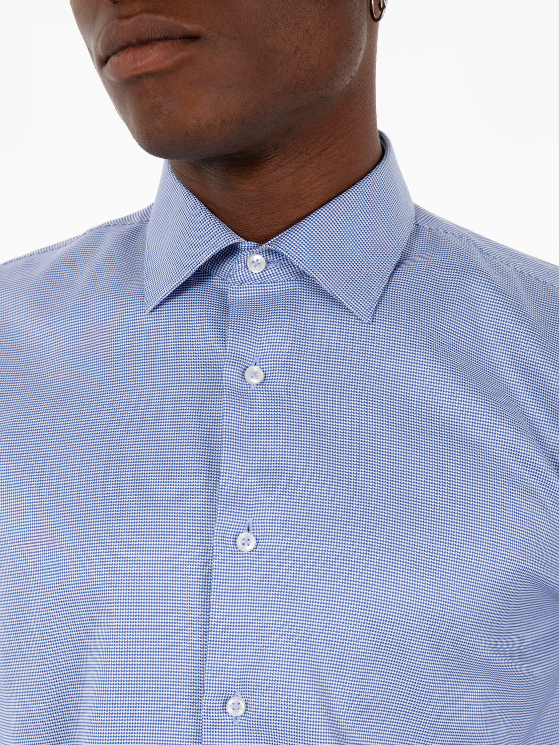 Blue micro-pattern shirt
