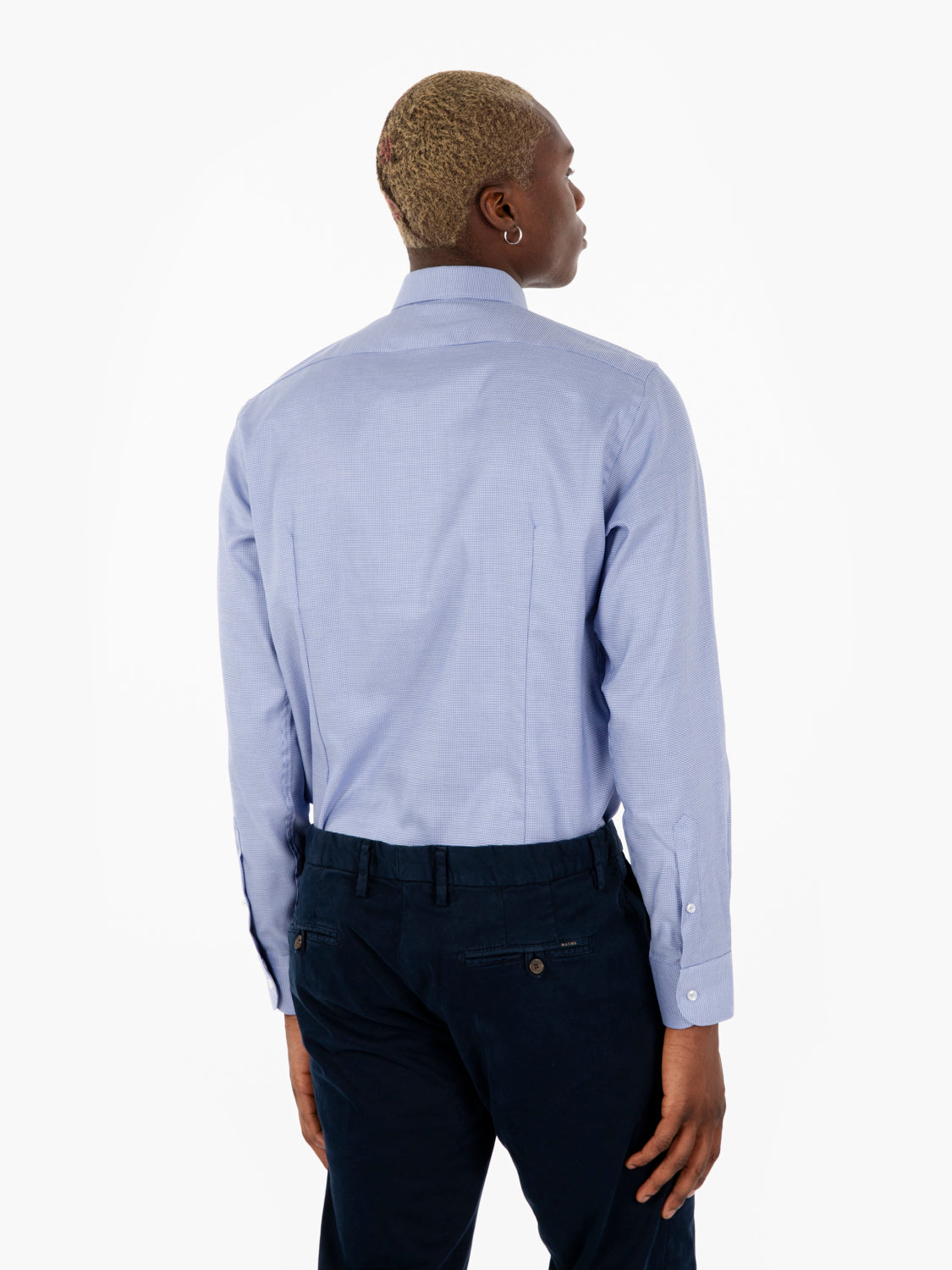 Blue micro-pattern shirt