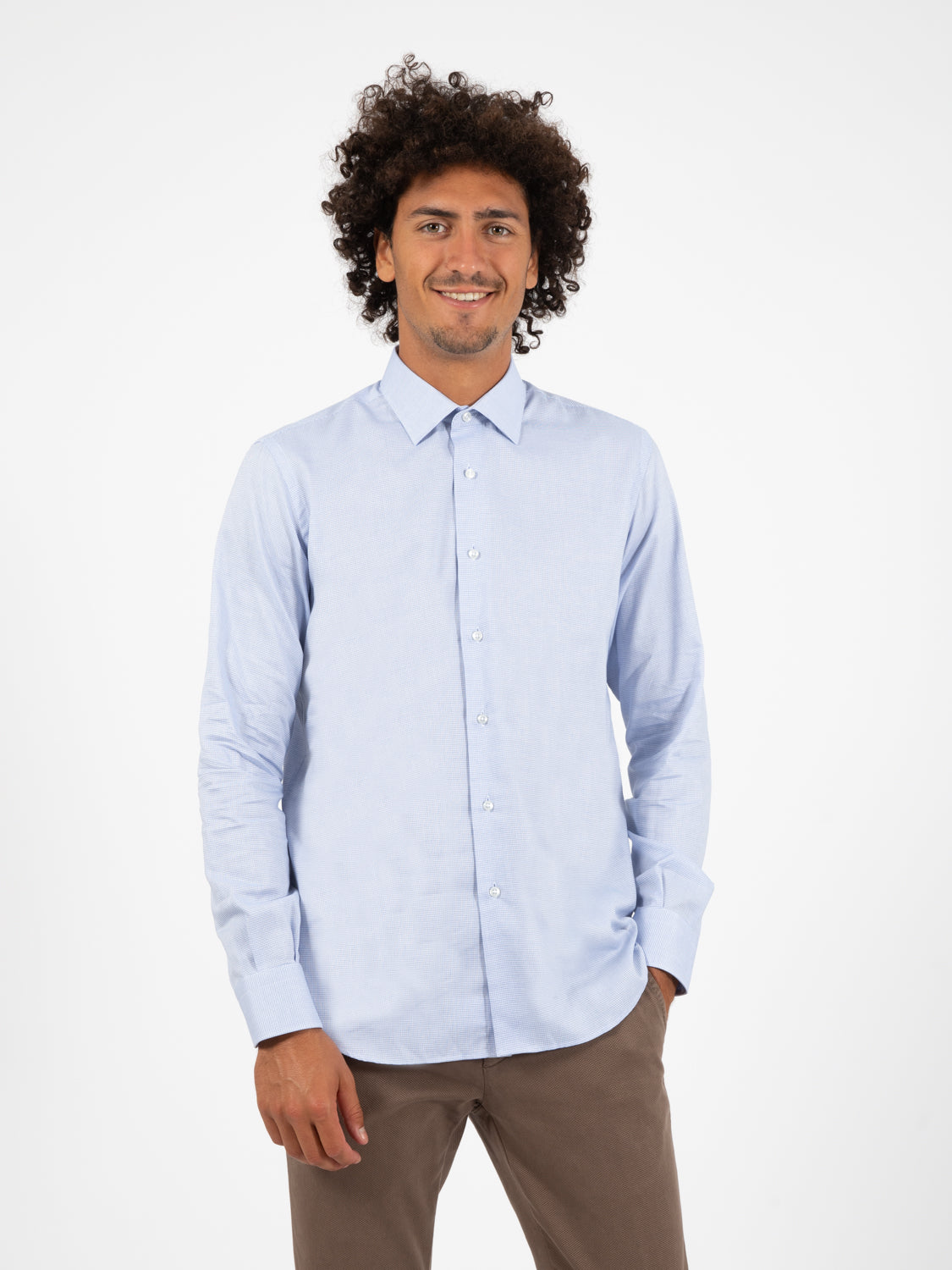 Camicia microfantasia azzurra