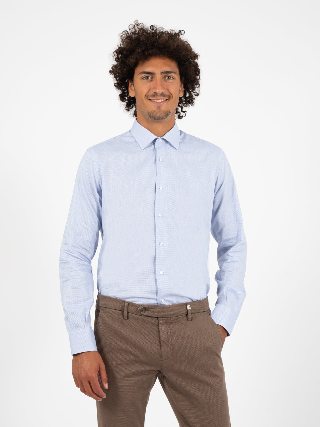 Camicia microfantasia azzurra