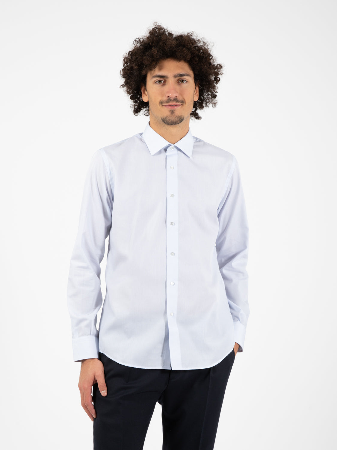 Camicia microfantasia bianco / azzurro