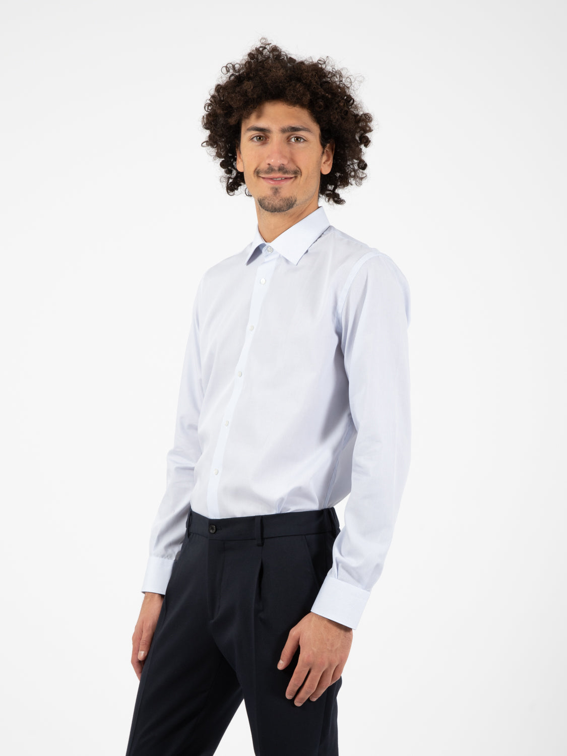 Camicia microfantasia bianco / azzurro