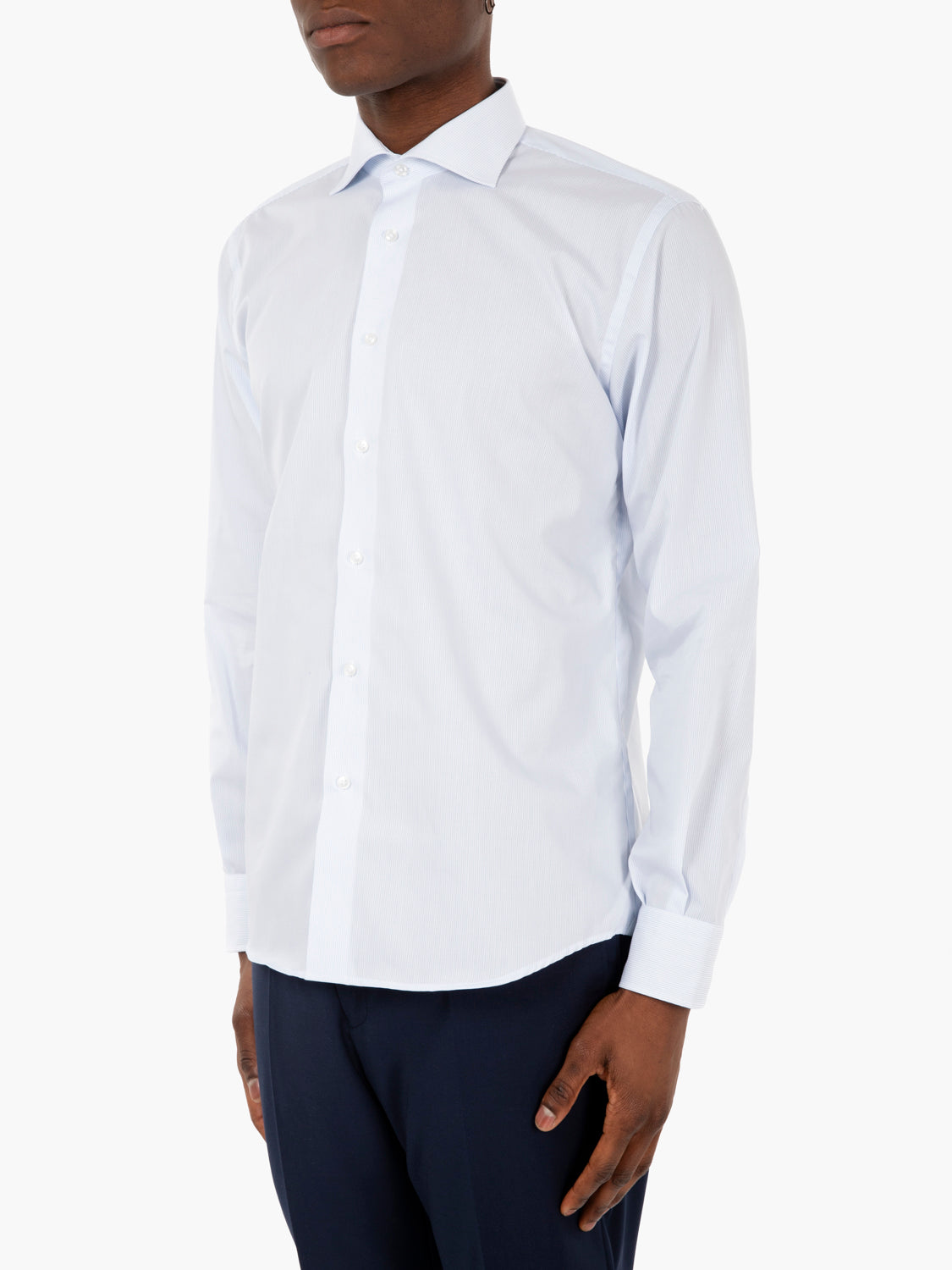 Camicia microriga no iron bianco / azzurro