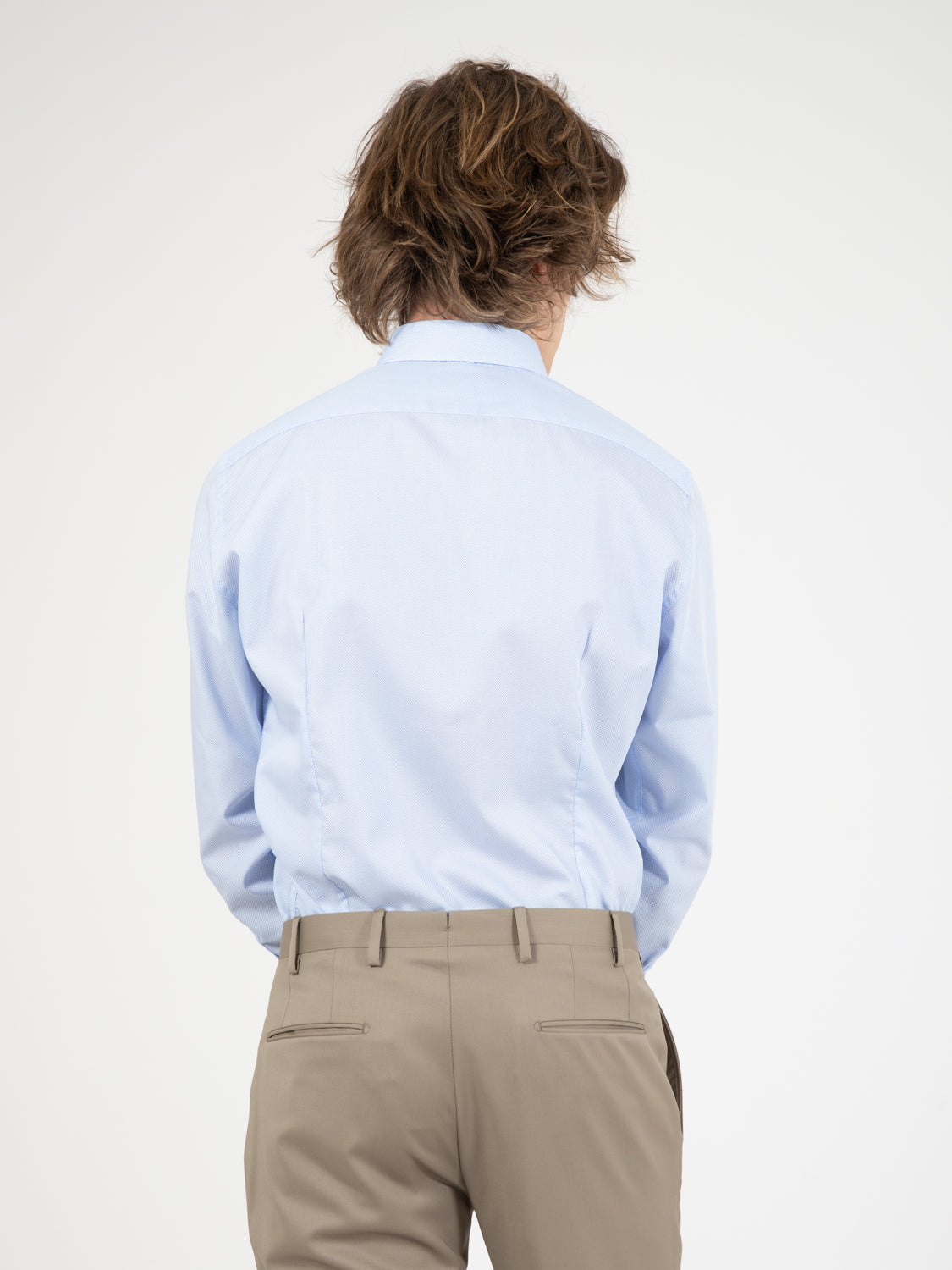 Camicia No Iron microfantasia bianco / azzurro