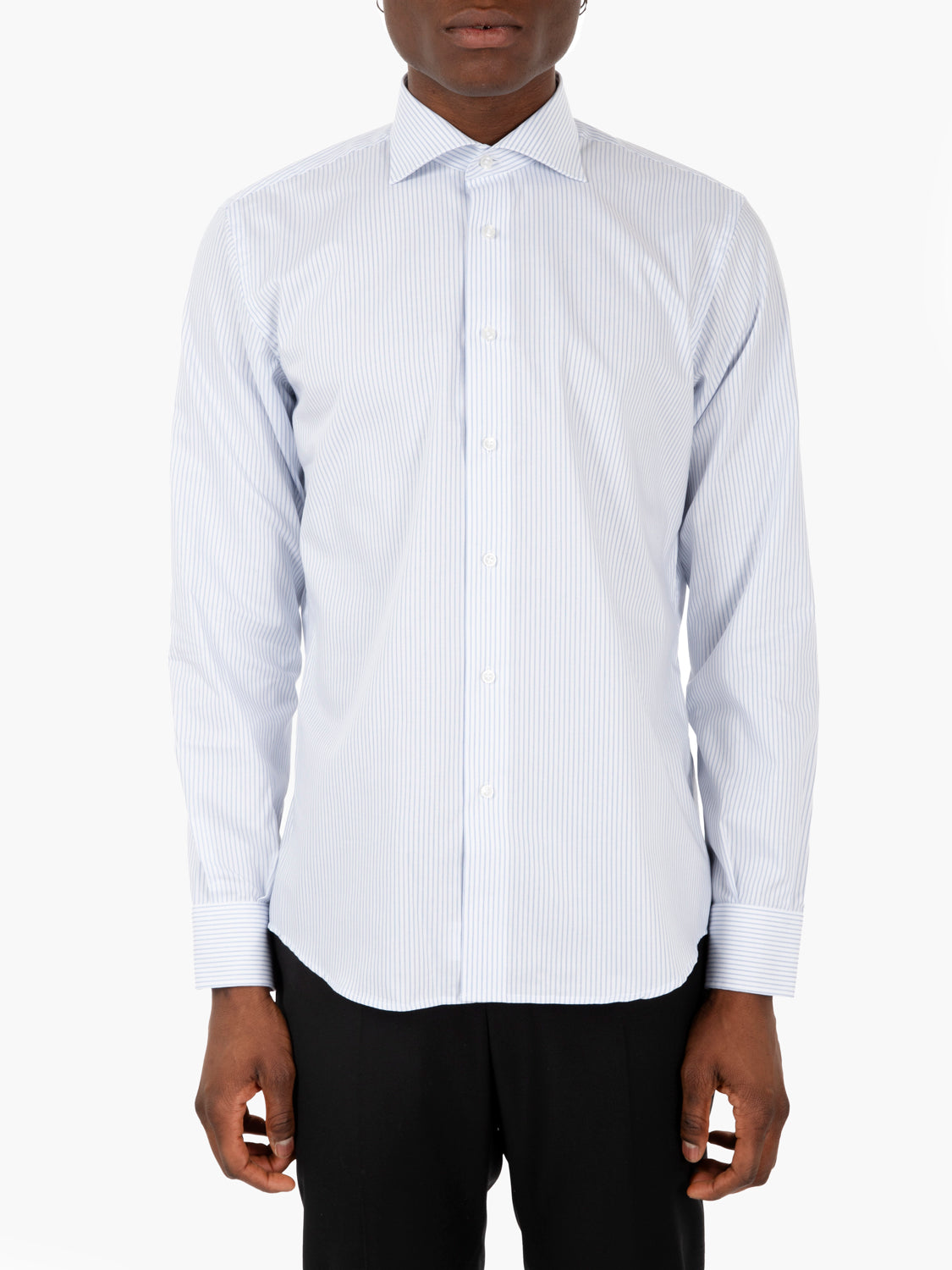 Camicia no iron microriga azzurro
