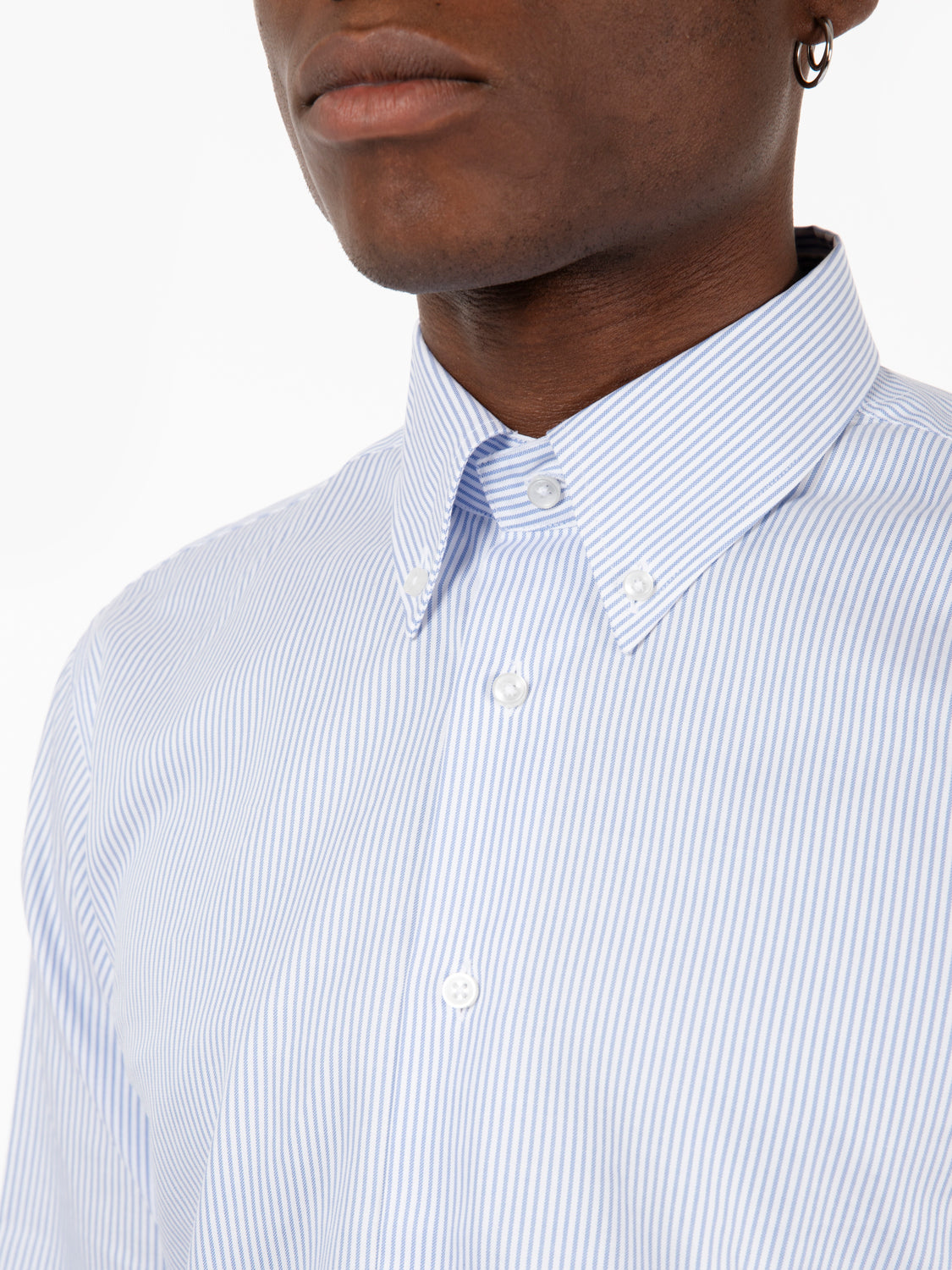 Camicia Oxford a righe bianche / azzurre