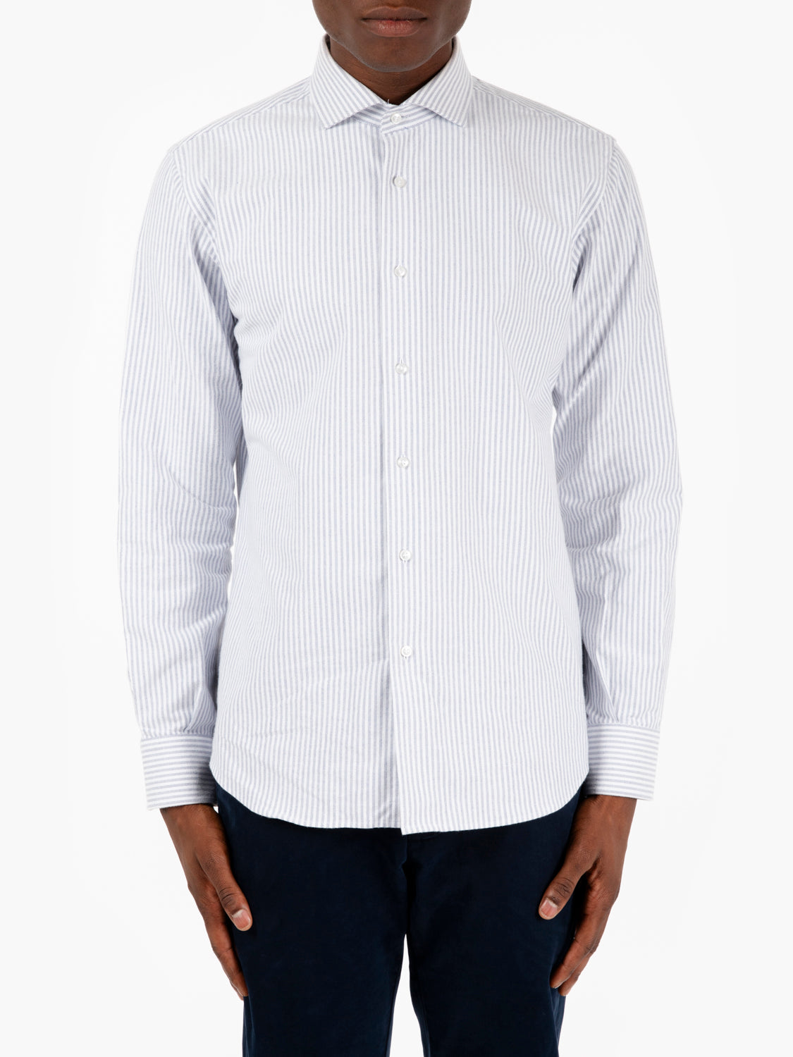 Camicia Oxford a righe grigia / bianca