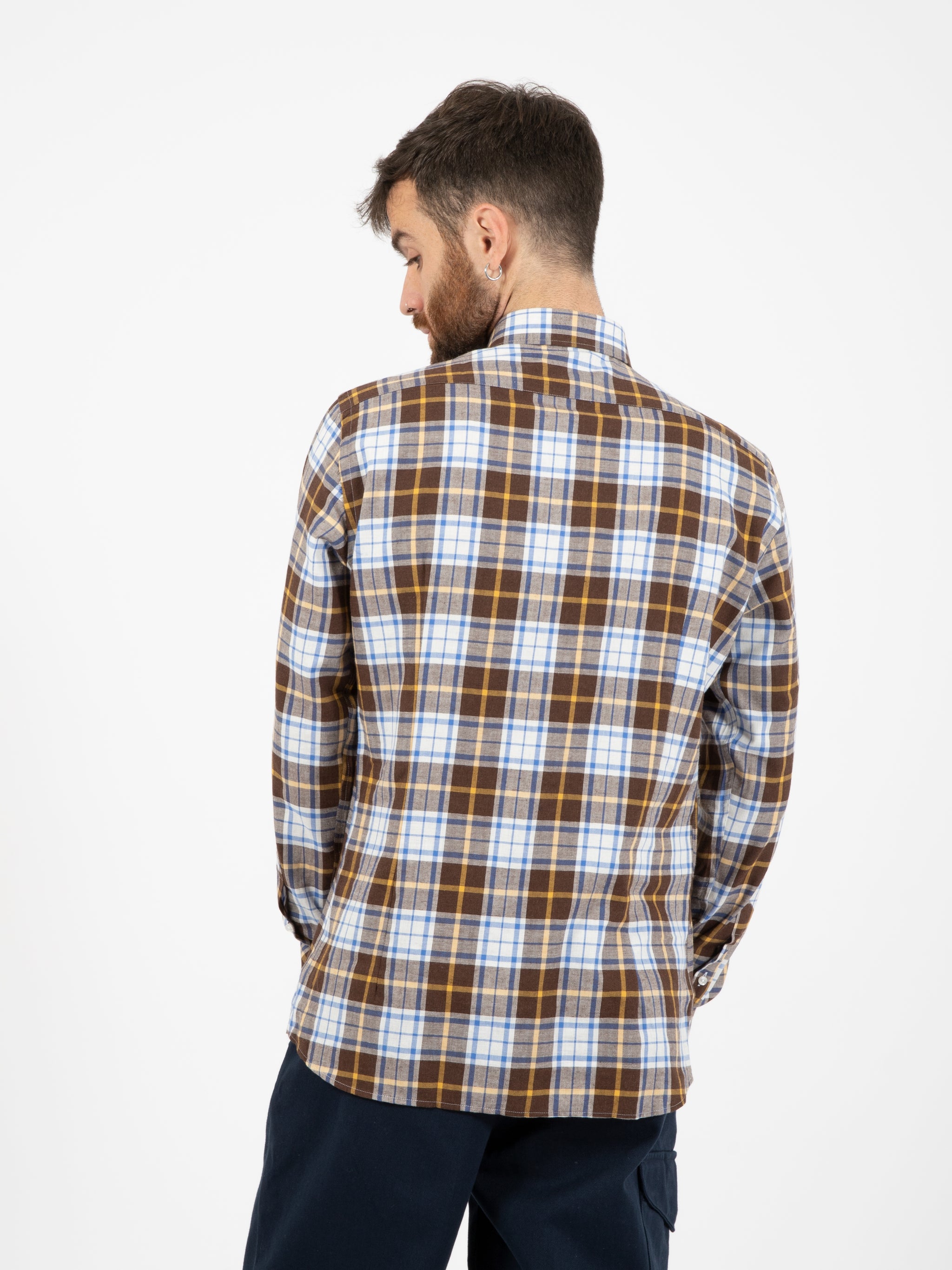 Camicia quadro flanella moro / blu