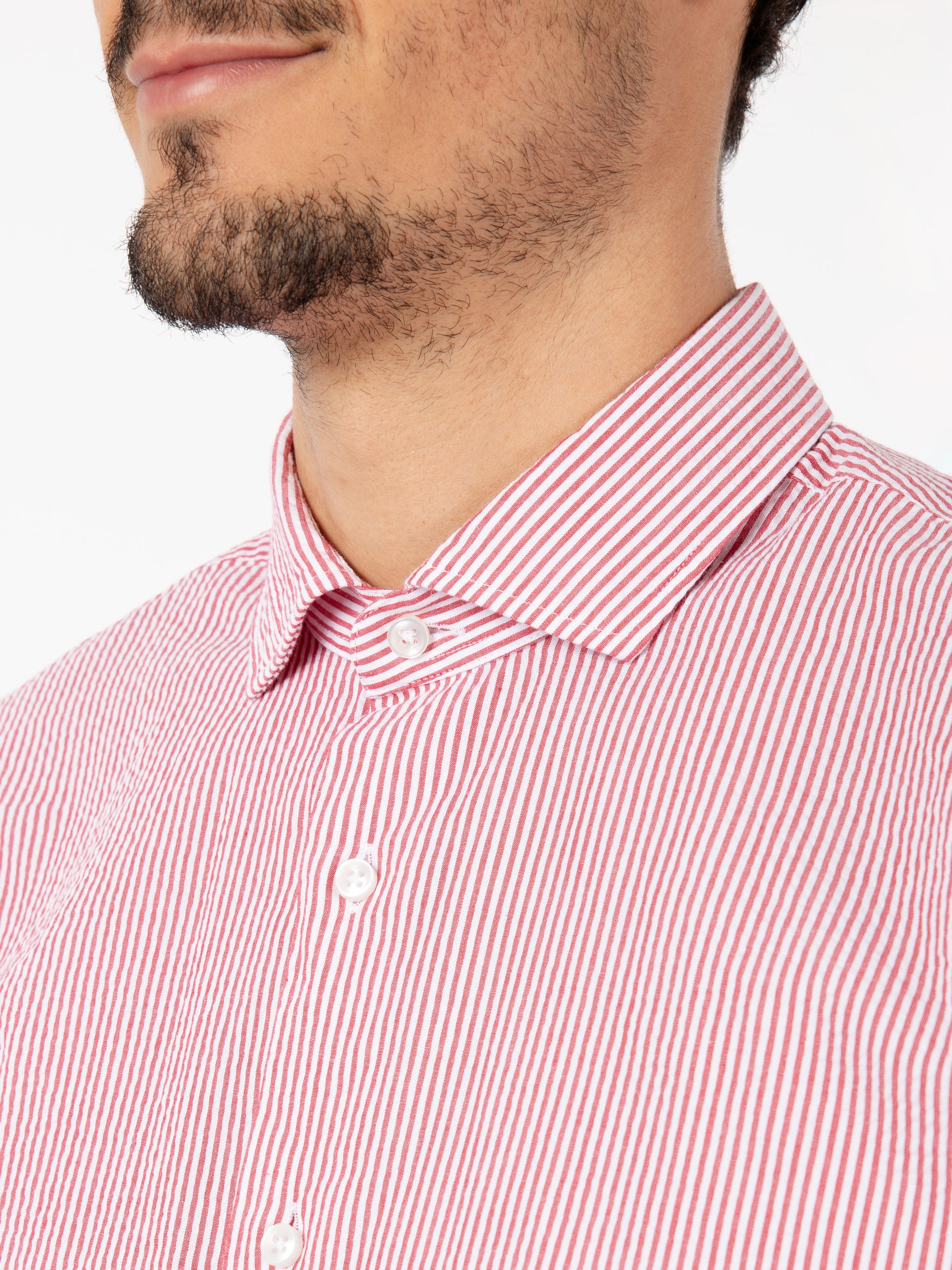 Camicia seersucker righe rosso