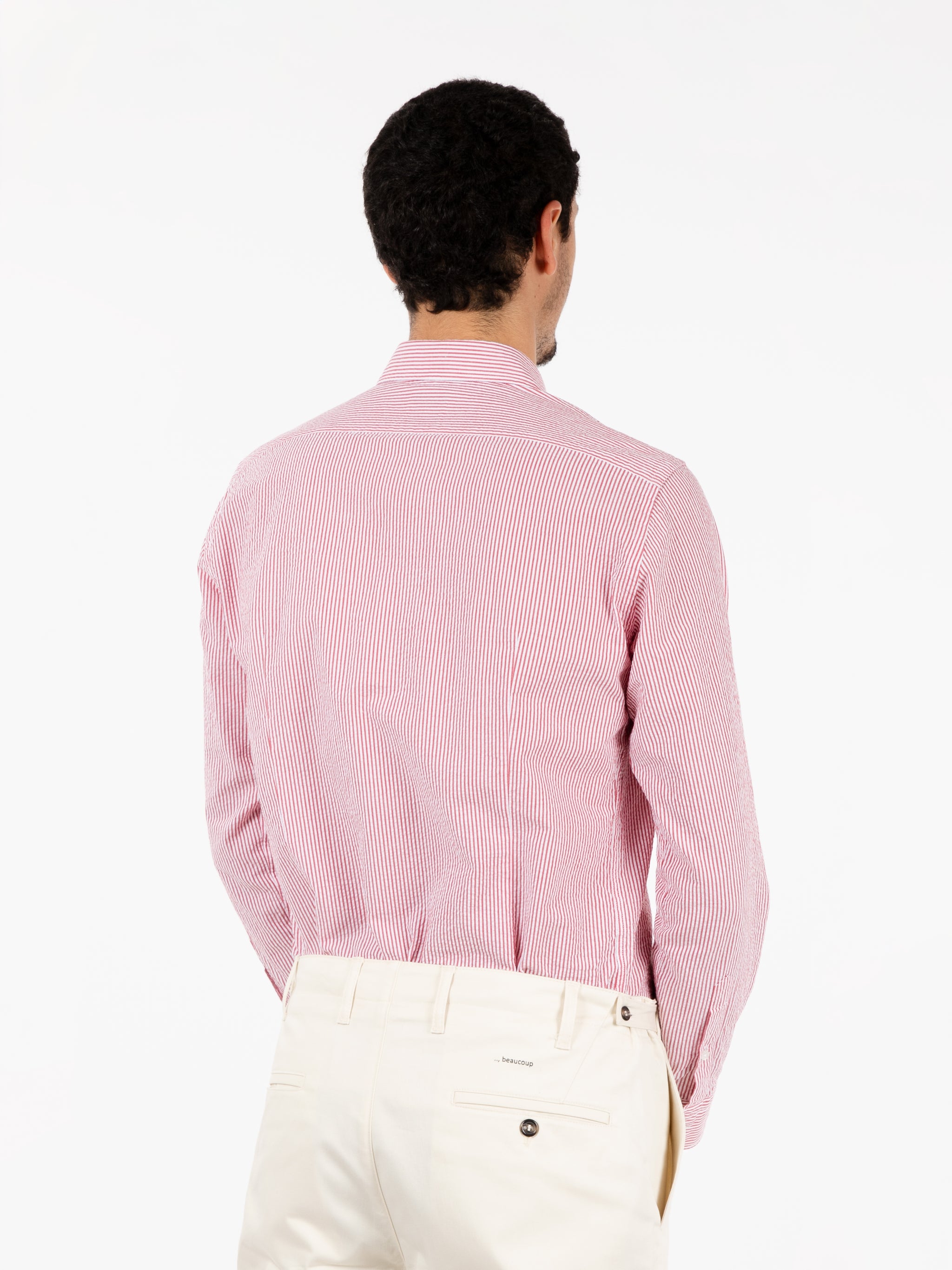 Camicia seersucker righe rosso