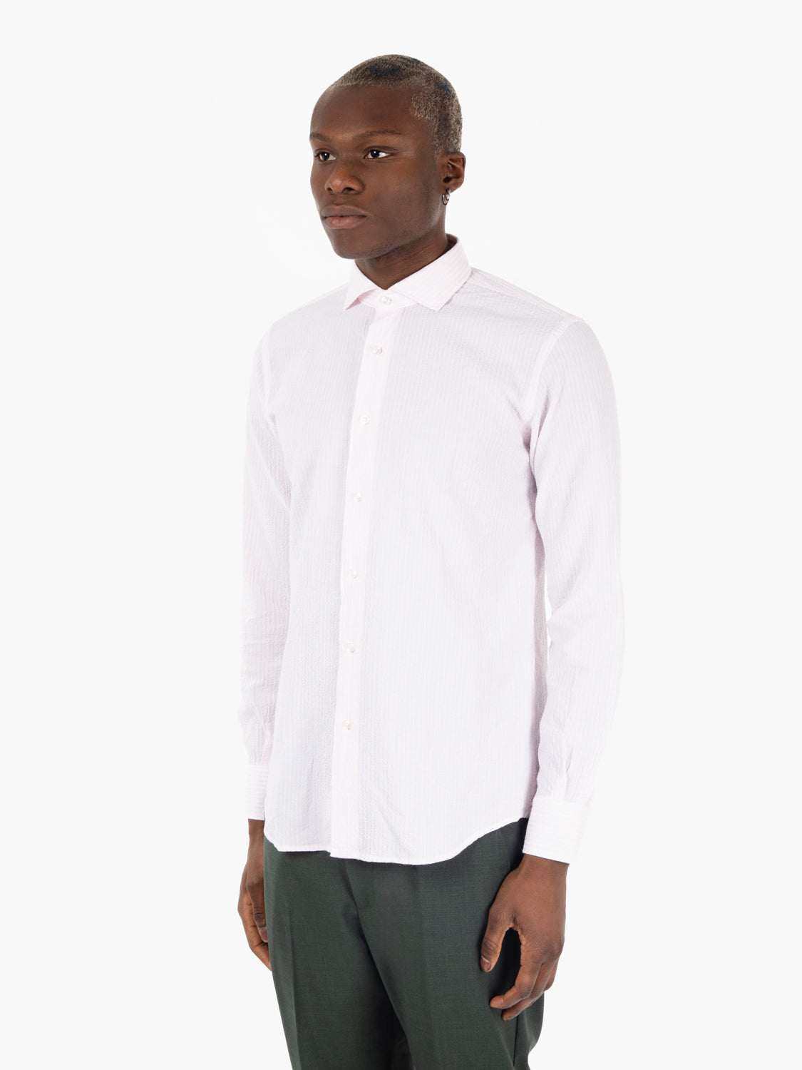 Camicia seersucker rosa / bianco