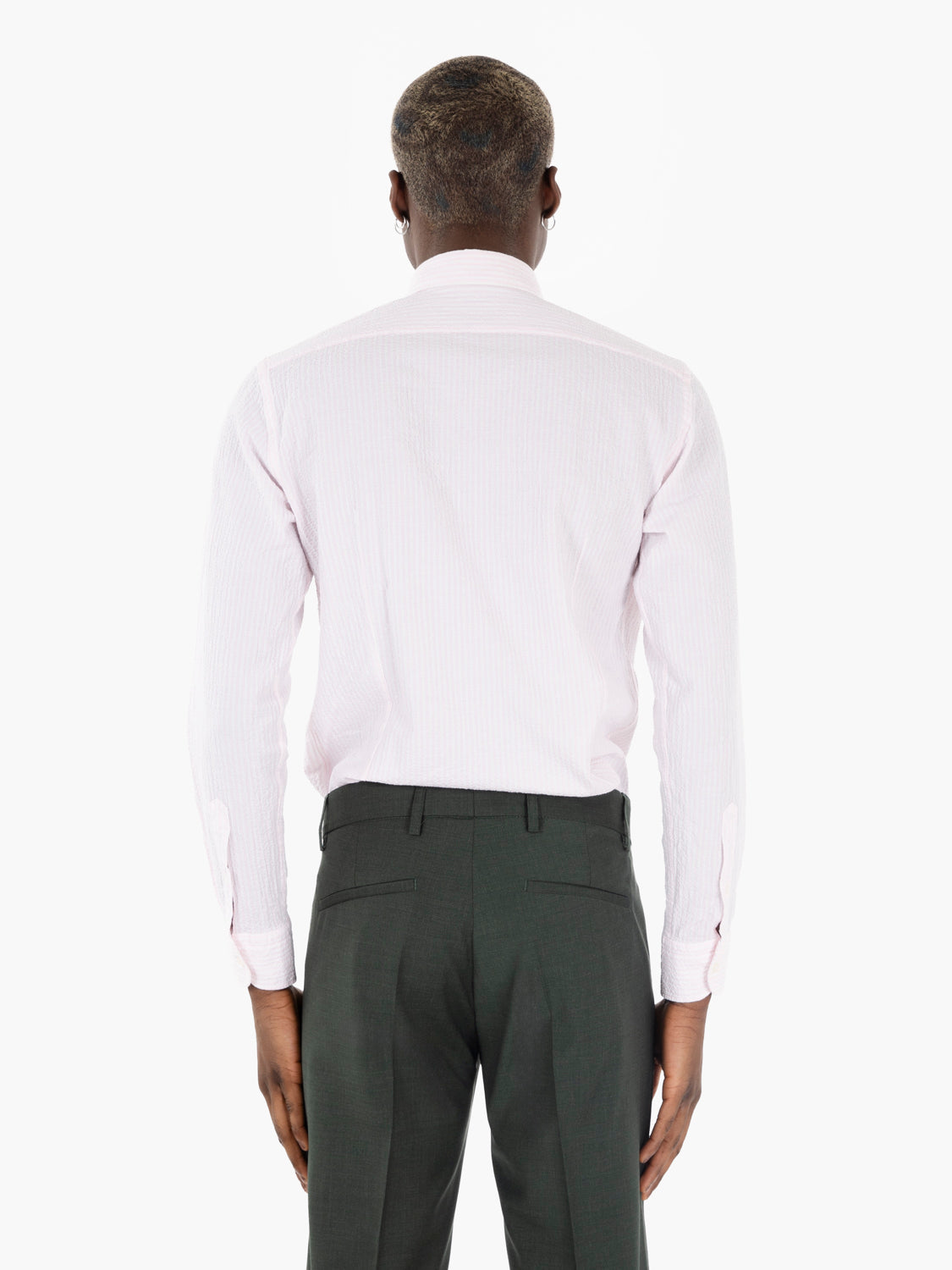 Camicia seersucker rosa / bianco