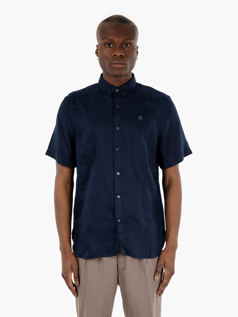 TIMBERLAND - Camicia a maniche corte in lino dark sapphire