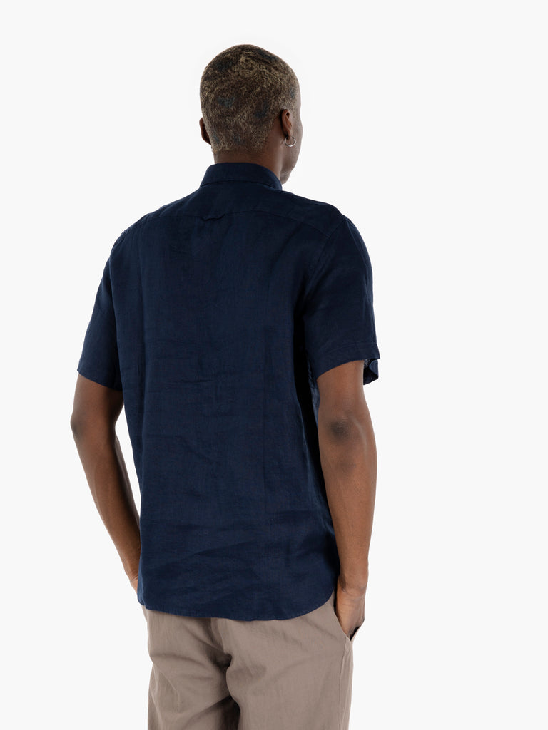 TIMBERLAND - Camicia a maniche corte in lino dark sapphire