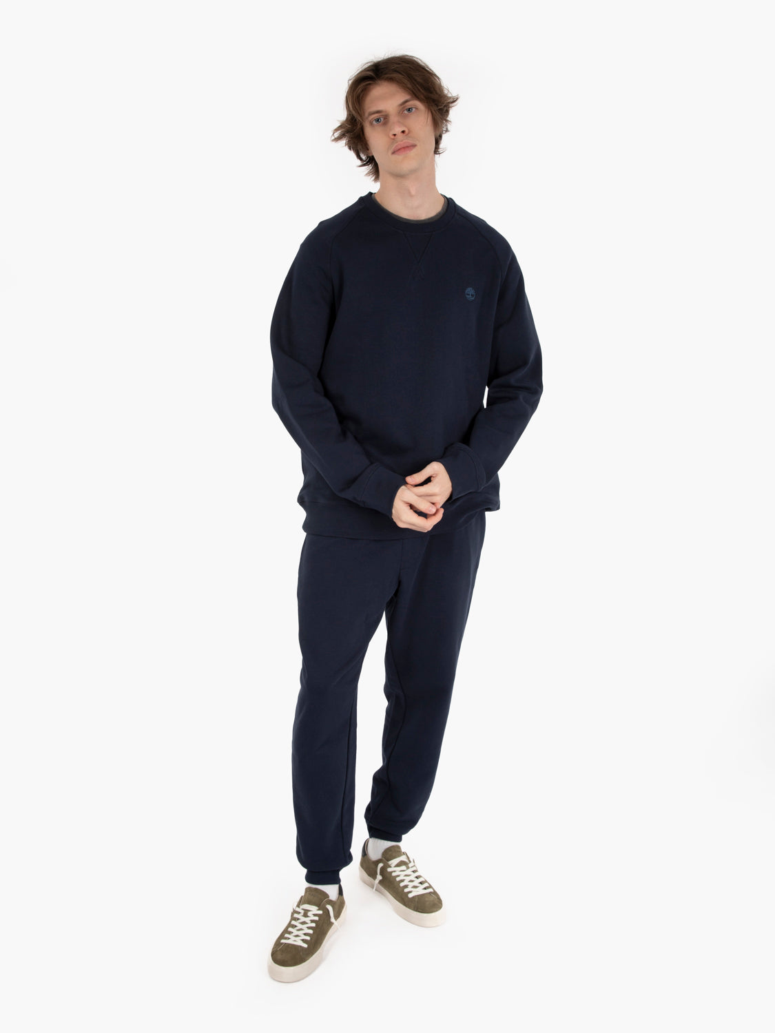 Sweatpants joggers with cuffs on the bottom blue