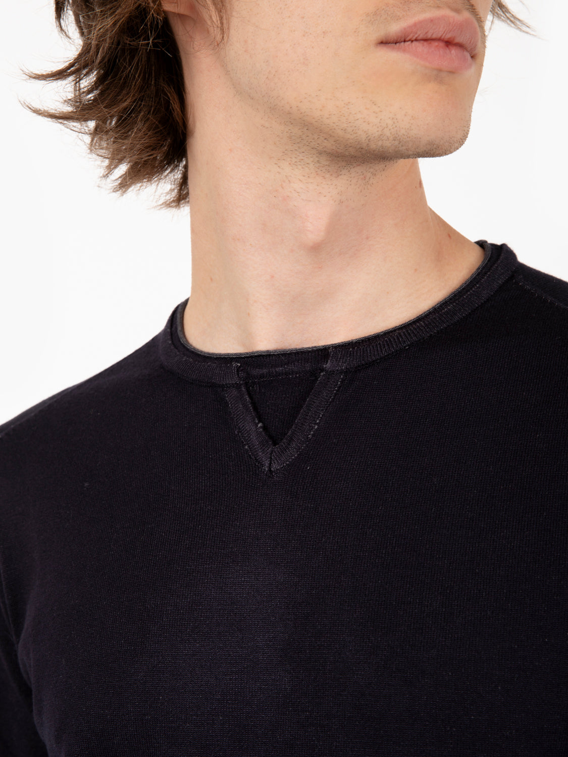 Maglia girocollo in viscosa navy