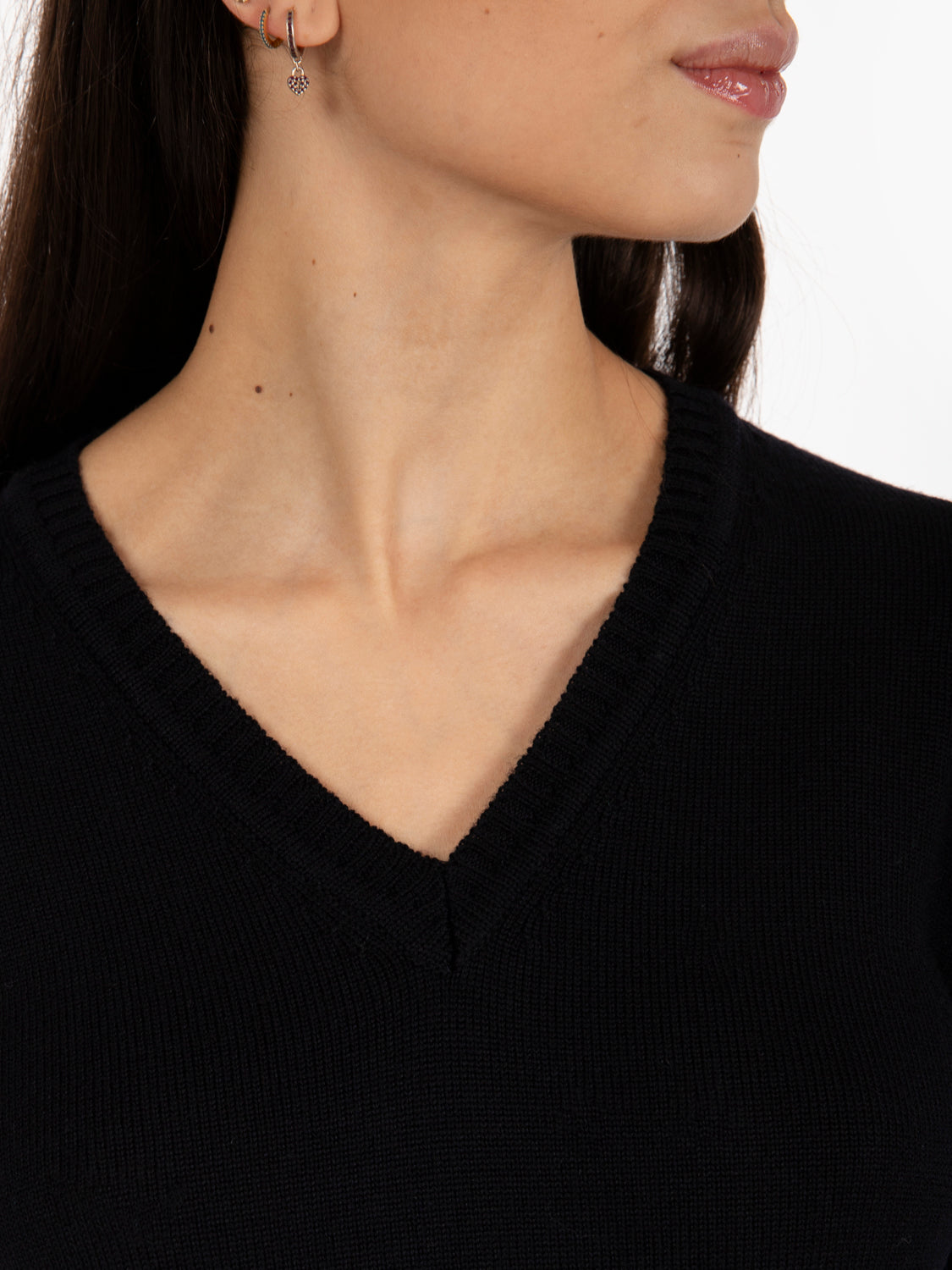 Black V-Neck Wool Sweater