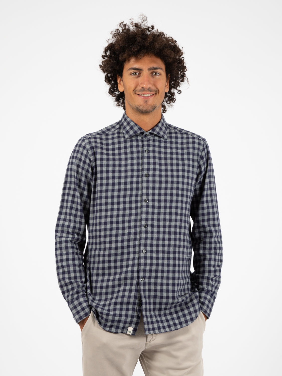 Camicia a quadri grigio / blu