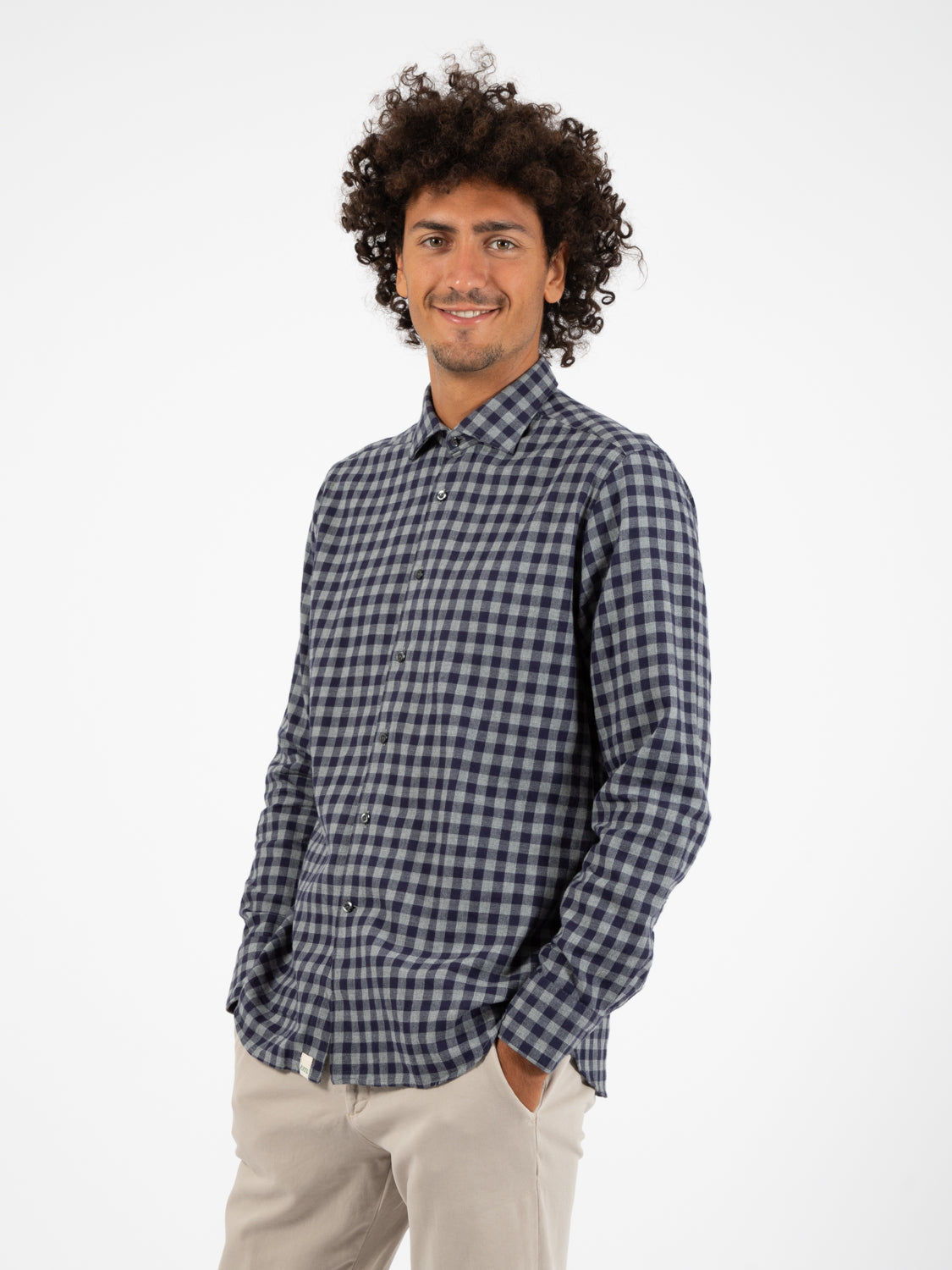 Camicia a quadri grigio / blu