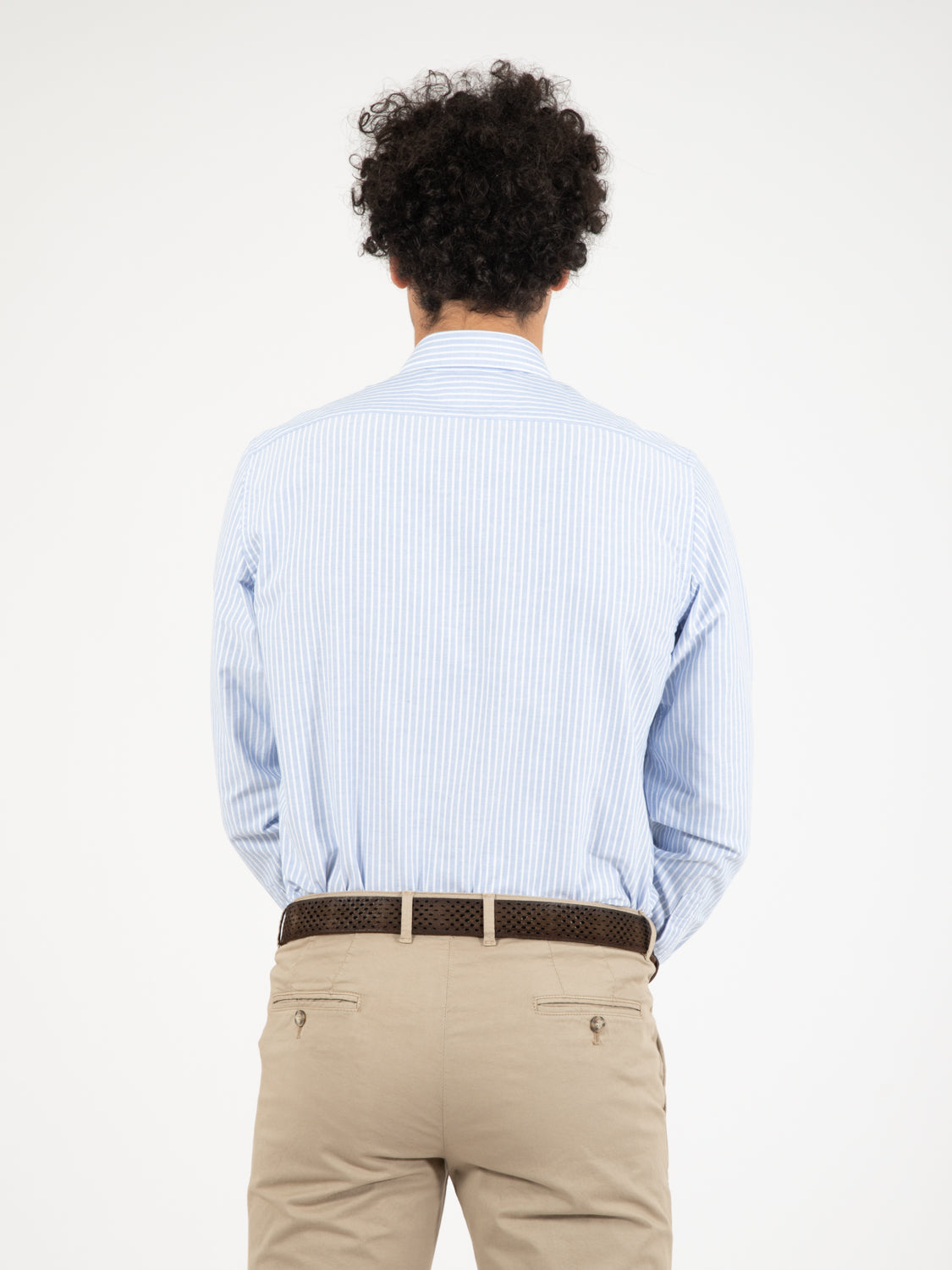 Camicia in cotone a righe azzurro / bianco