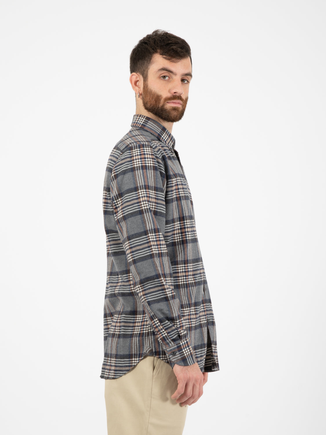 Camicia in flanella a quadri blu / grigio