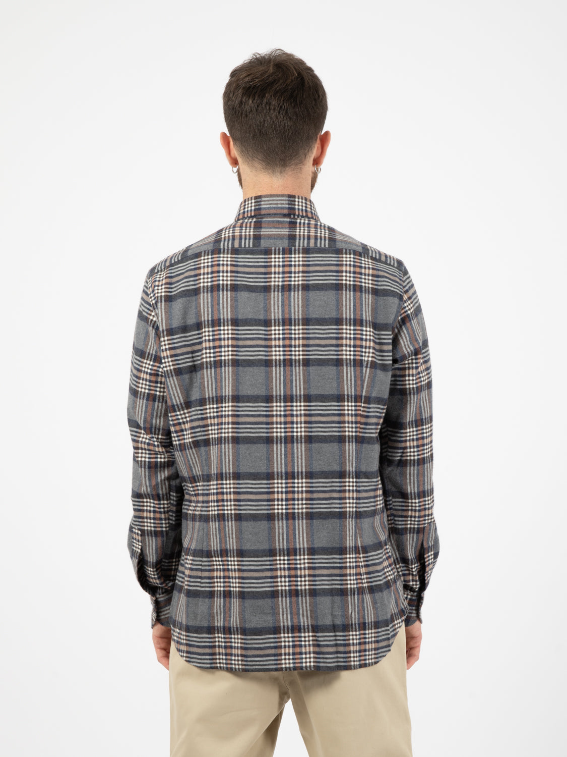 Camicia in flanella a quadri blu / grigio