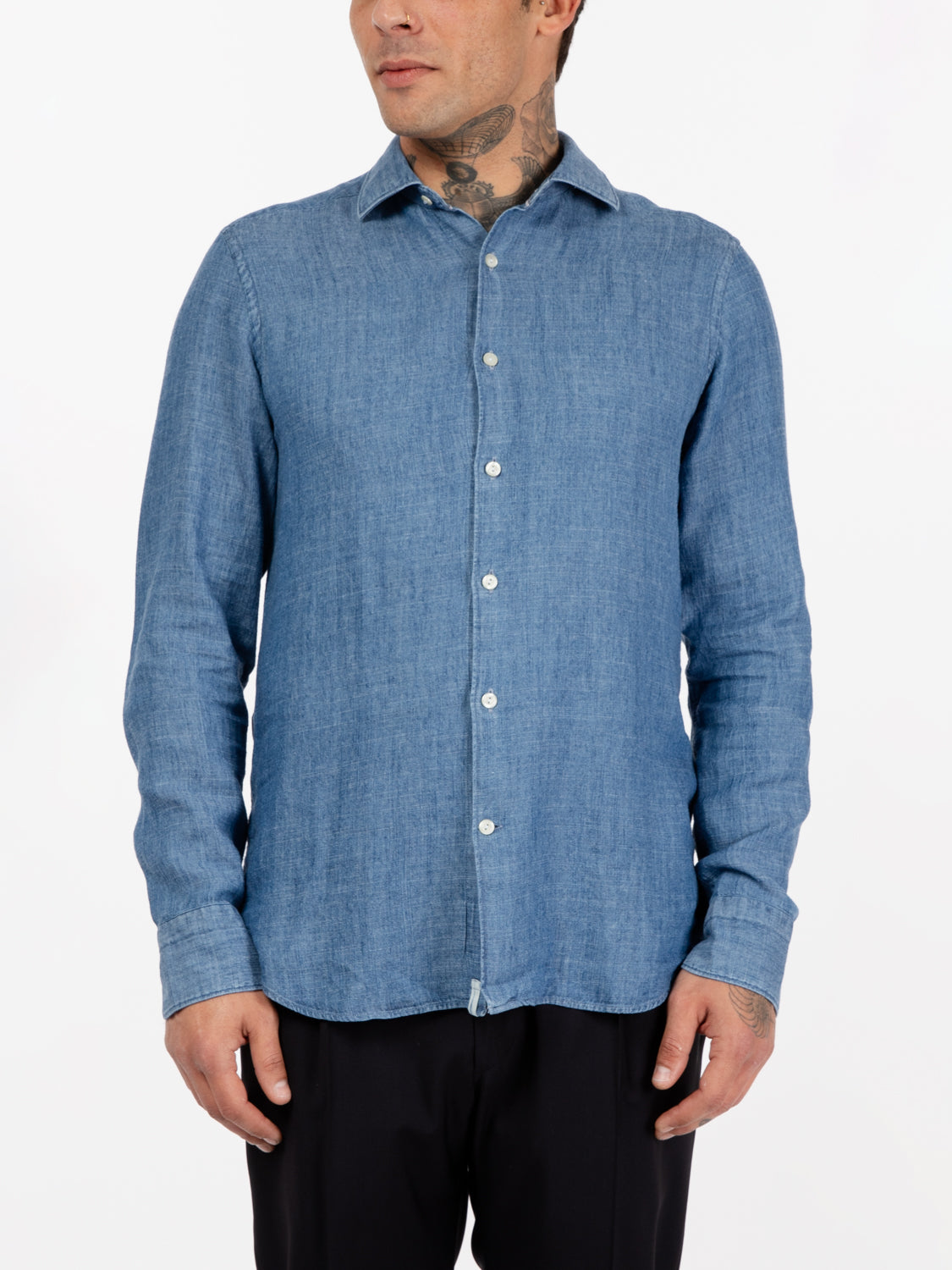 Camicia slim denim azzurro