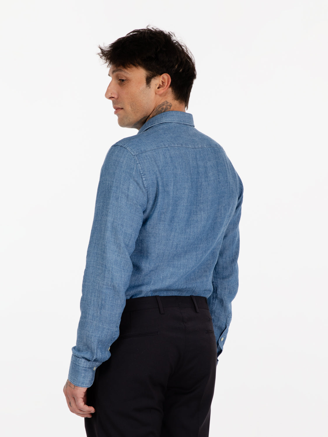 Camicia slim denim azzurro