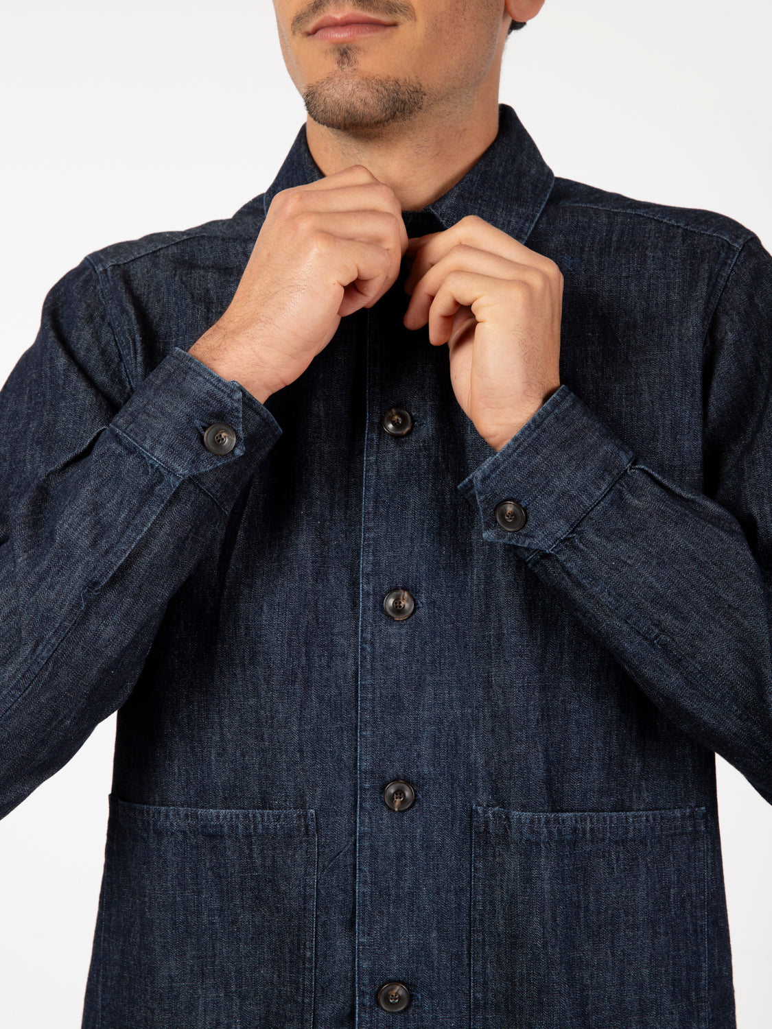 Giacca camicia denim indigo