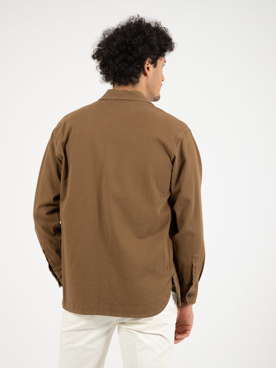 Giacca camicia tela leggera fango