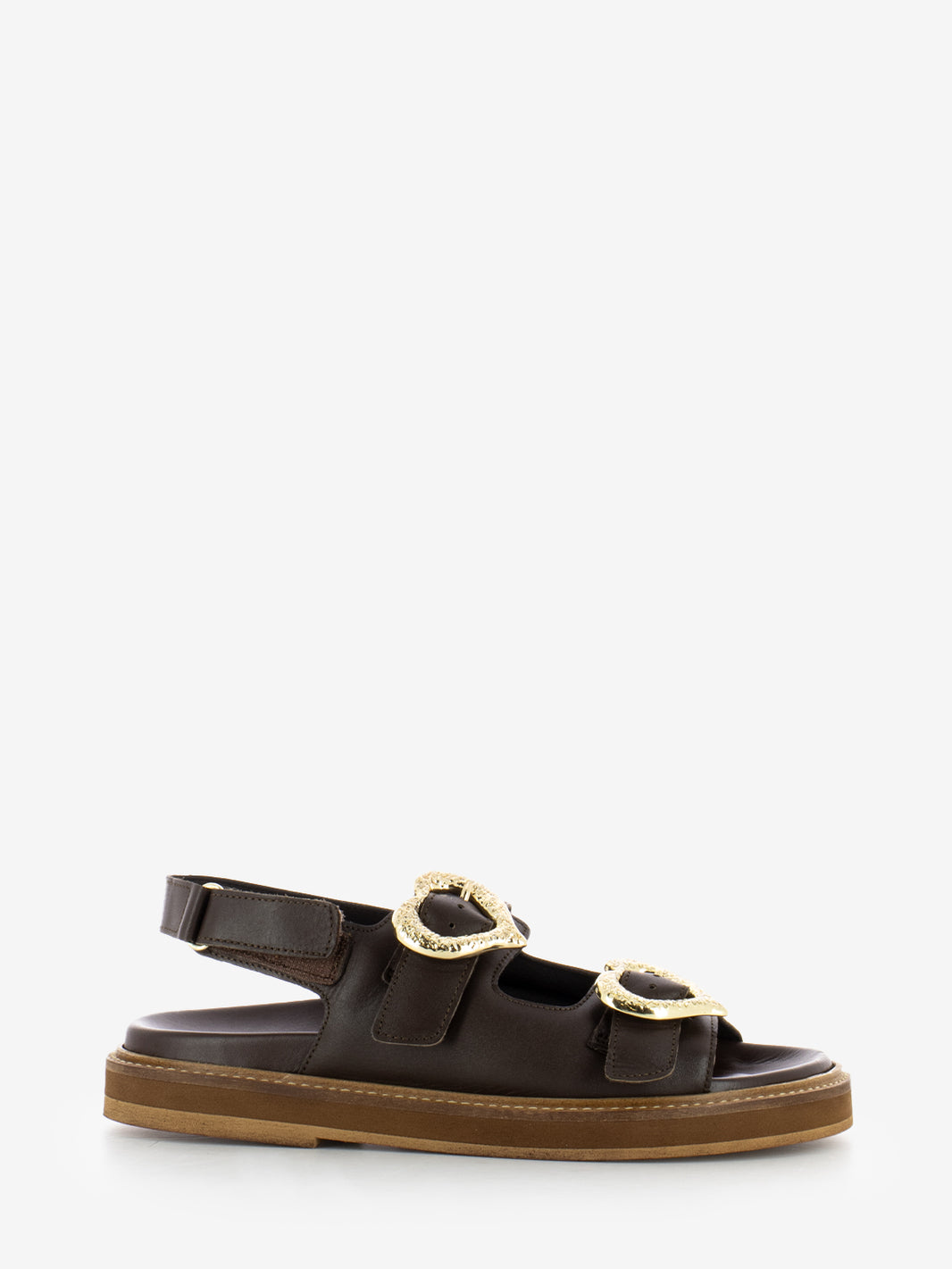 Coffee brown buckle sandal