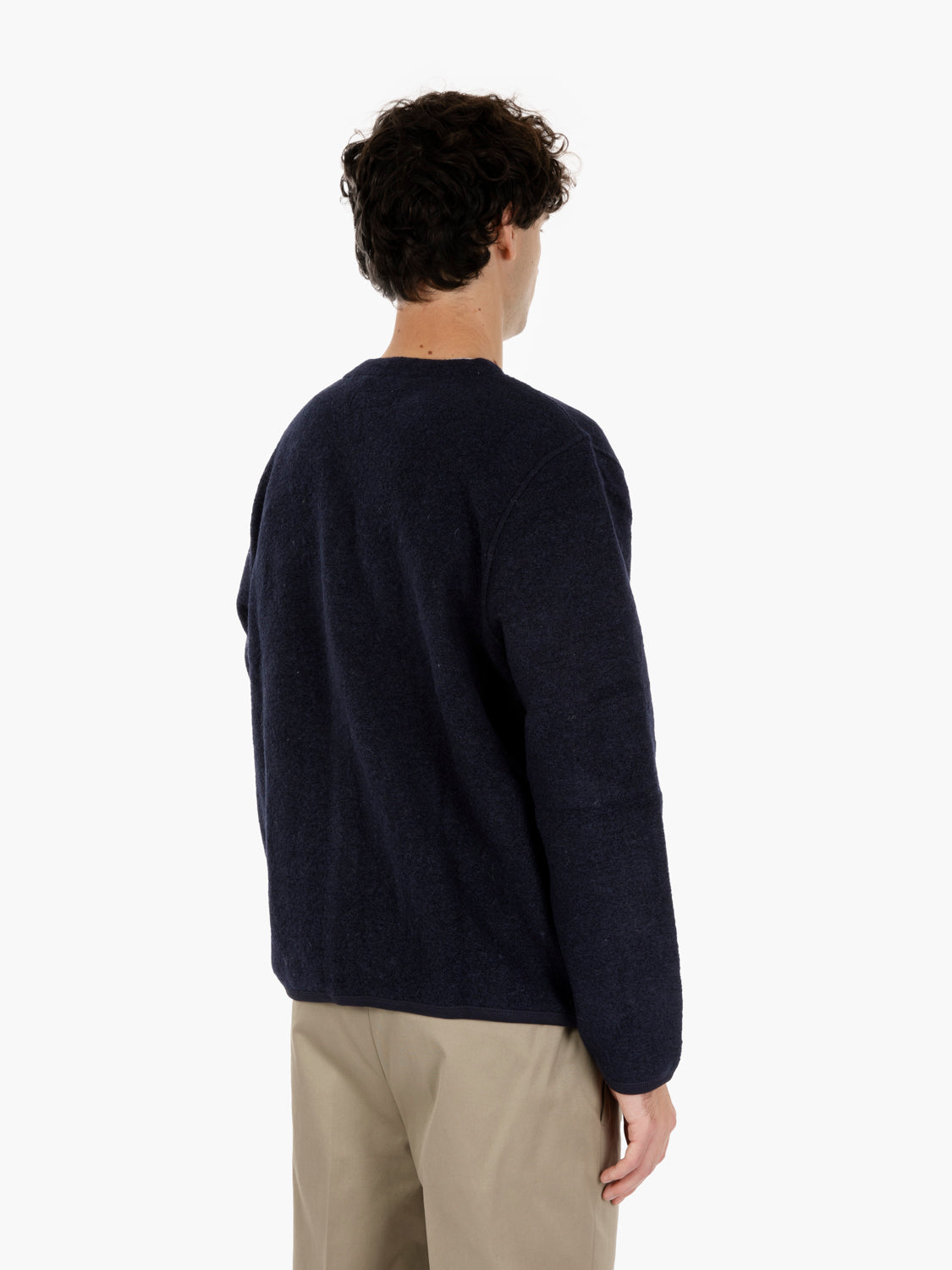 Navy Wool Fleece Cardigan