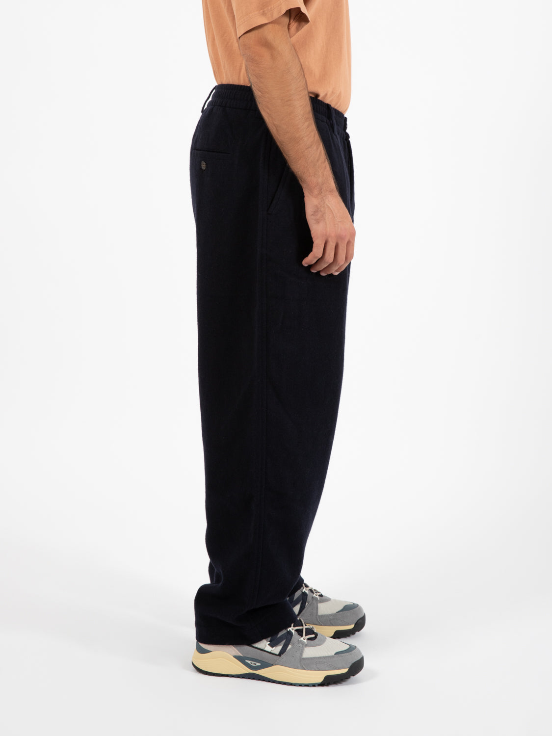 Pantaloni Oxford in lana navy