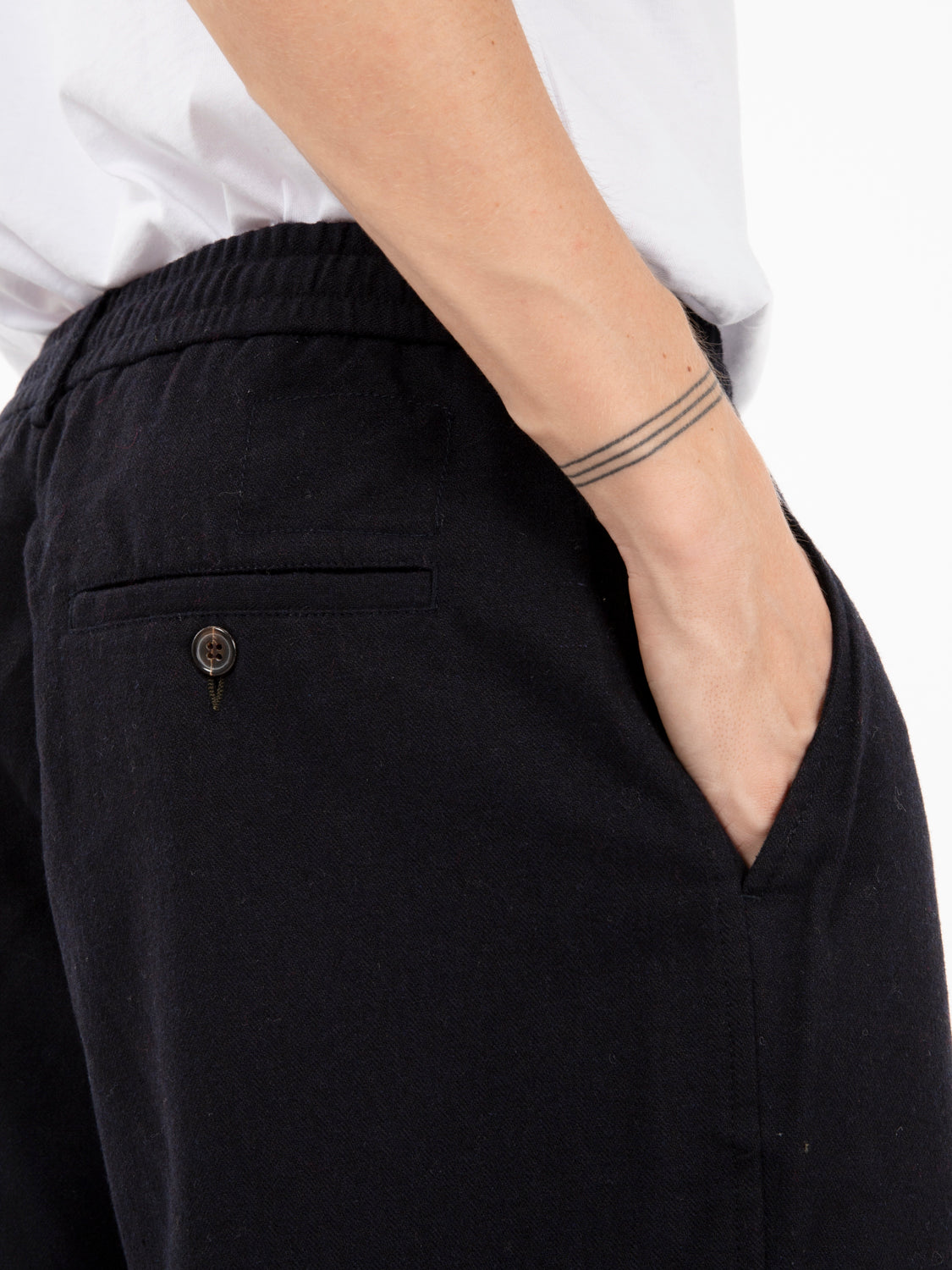 Pleated track pants navy