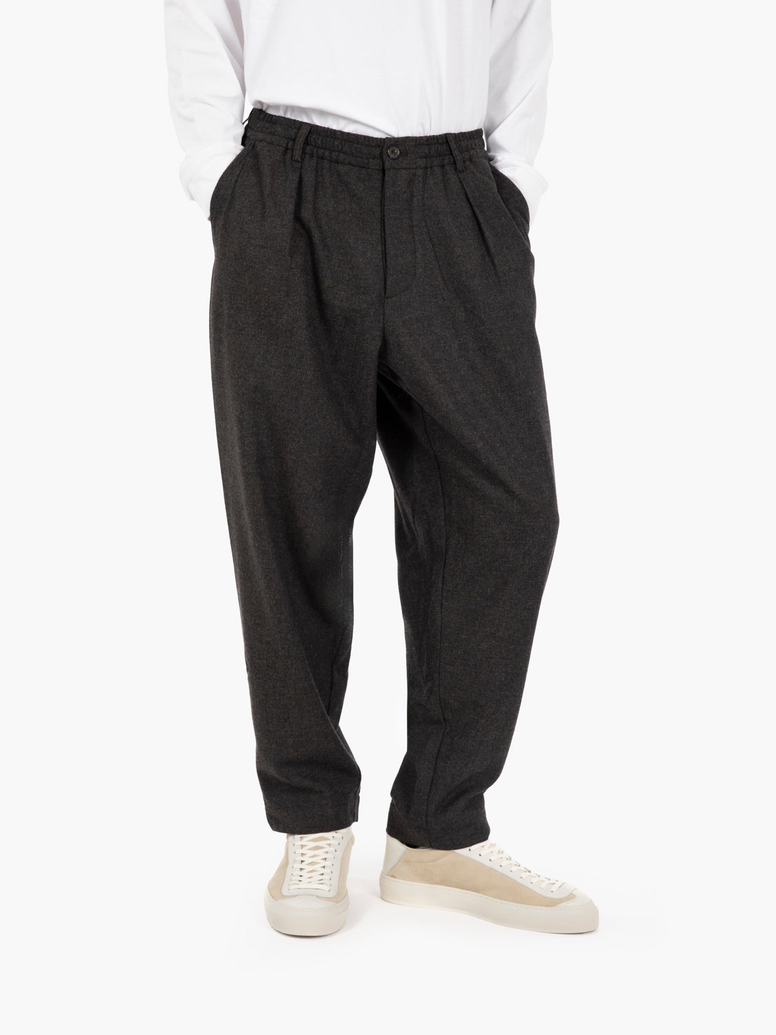 Pleated Track Pant upcycled brown