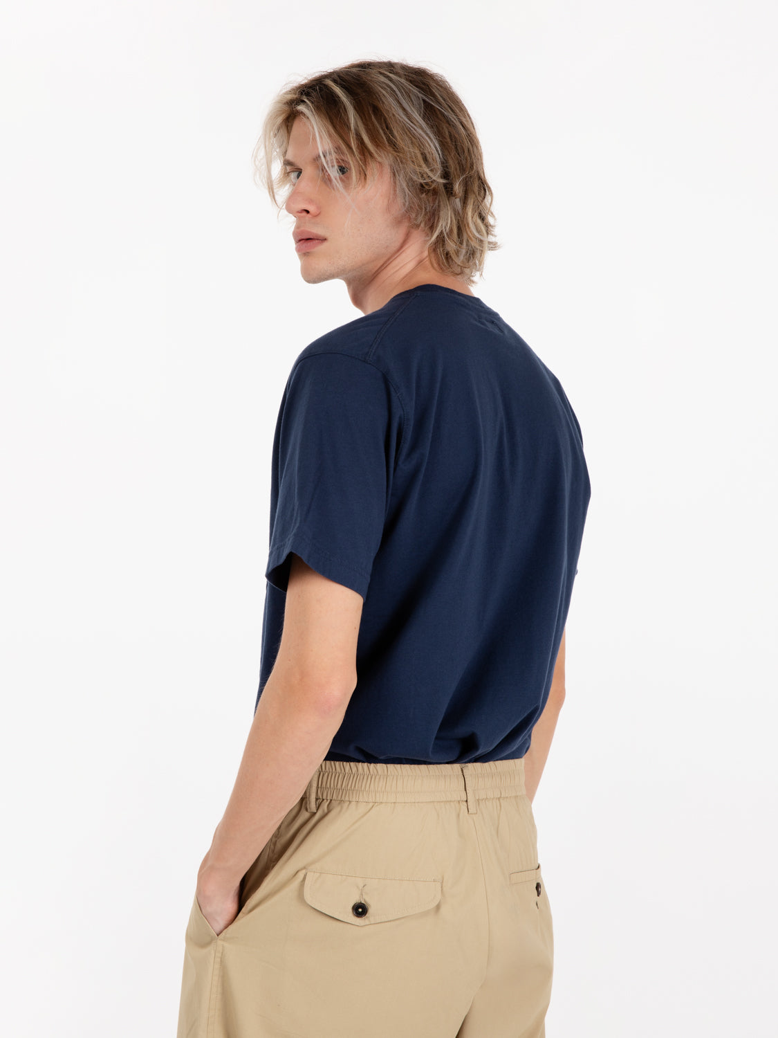 T-shirt print pocket navy