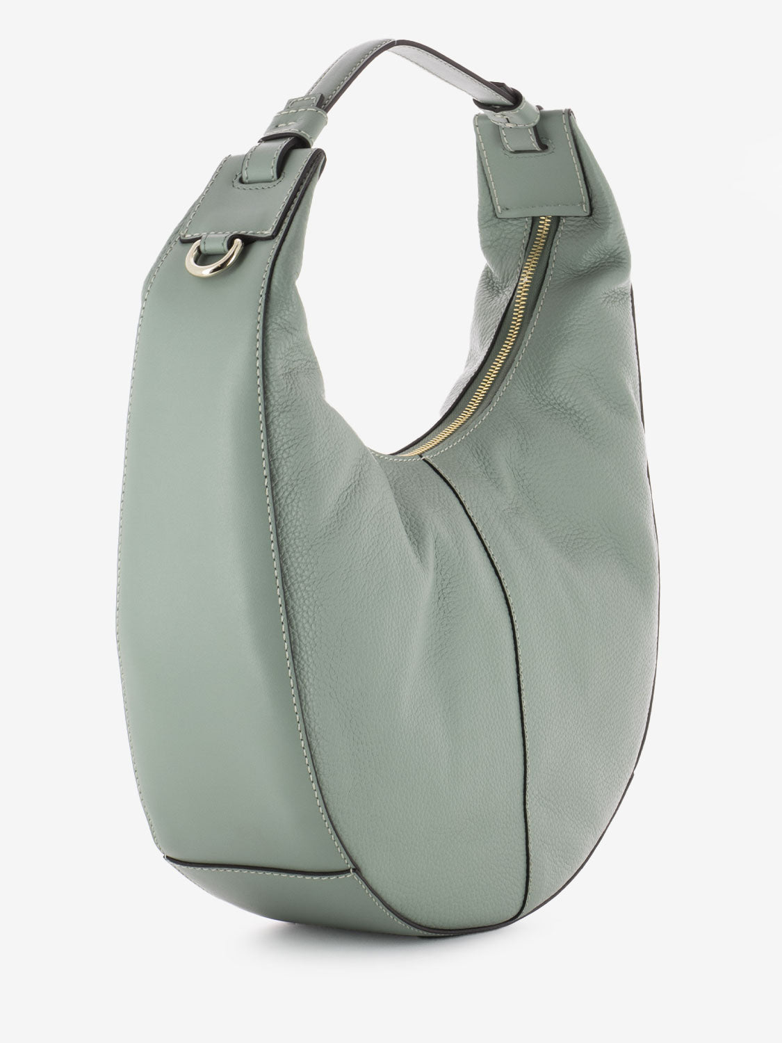 Mineral Green Leather Hobo Bag