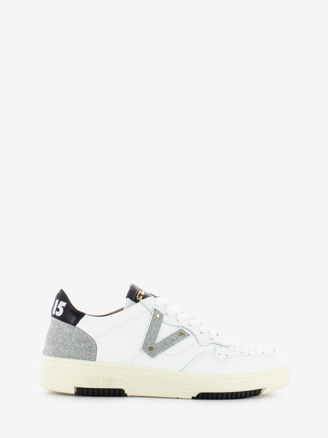 Sneakers in pelle glitter bianco / argento