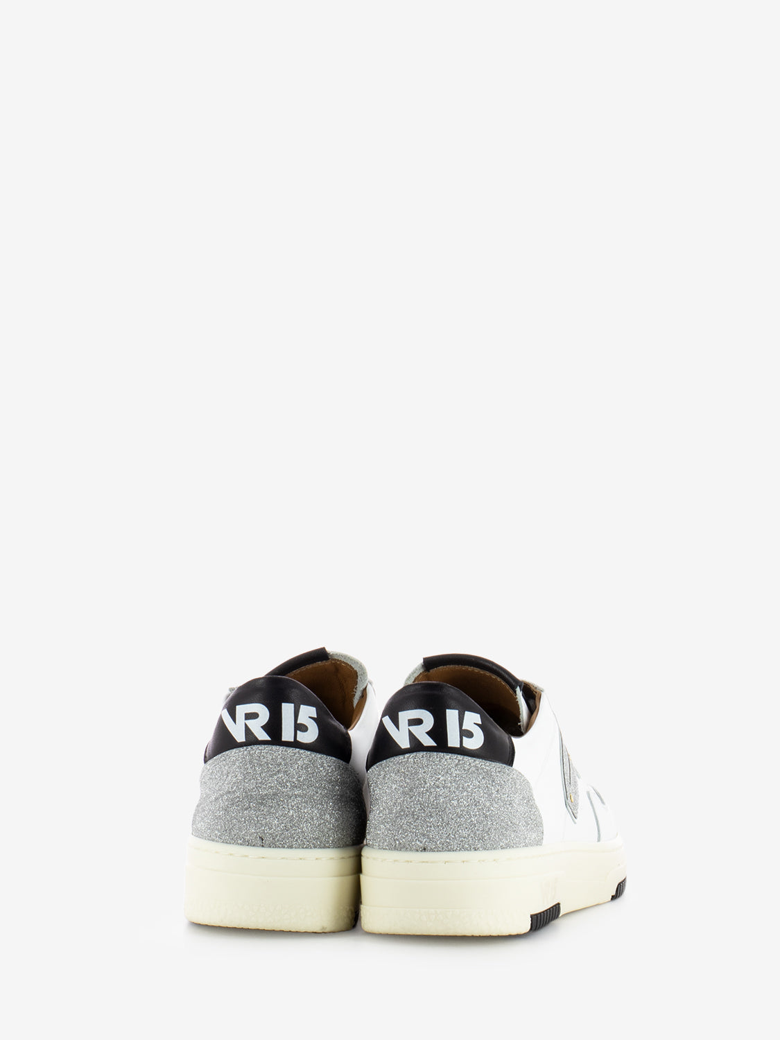 Sneakers in pelle glitter bianco / argento