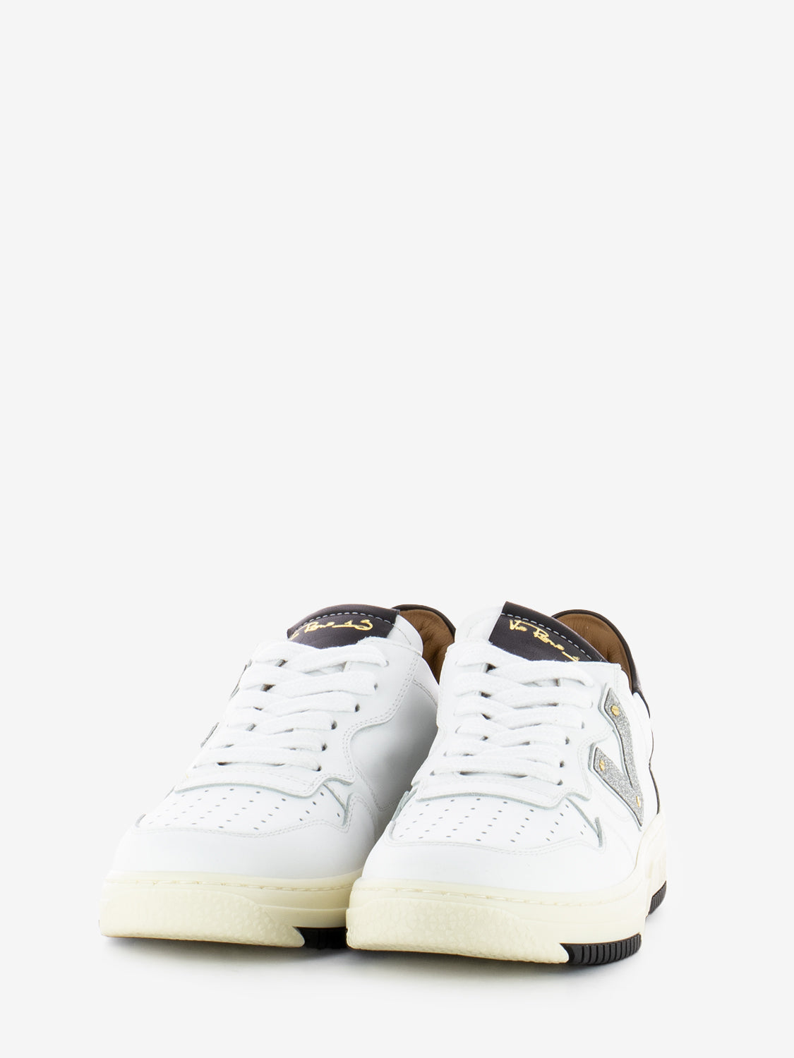 Sneakers in pelle glitter bianco / argento