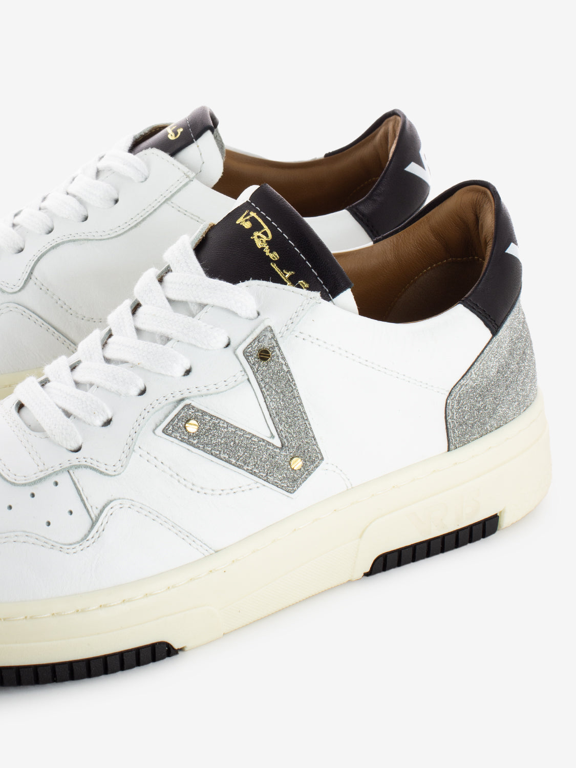 Sneakers in pelle glitter bianco / argento