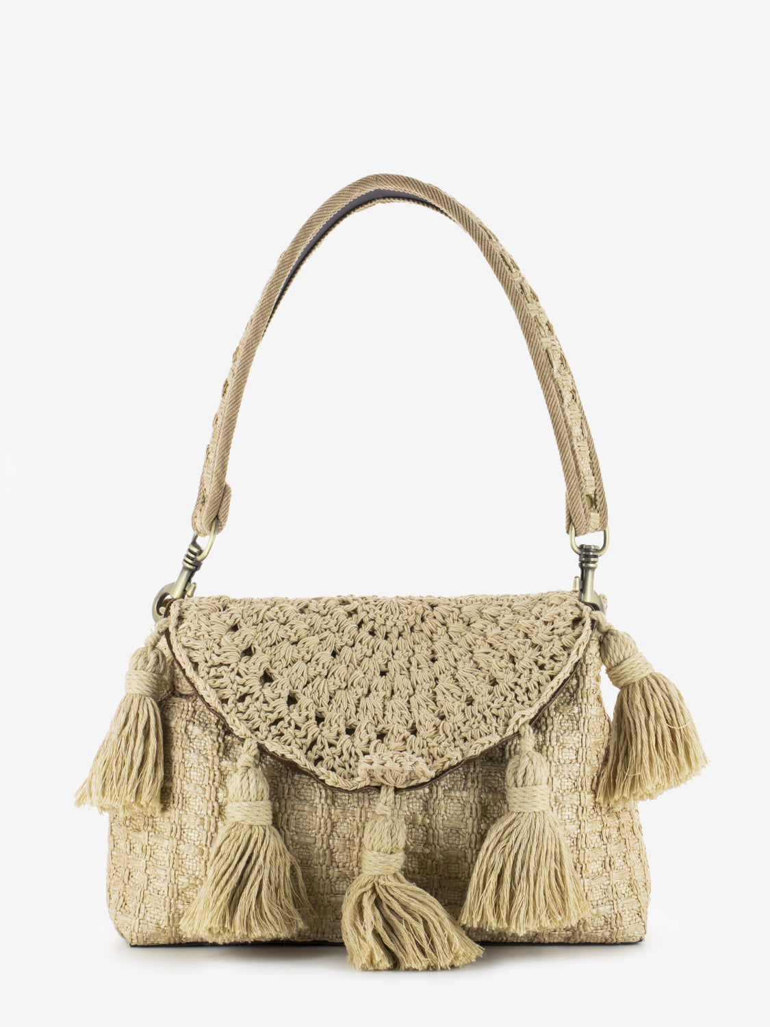 Borsa a spalla Isla cotton beige