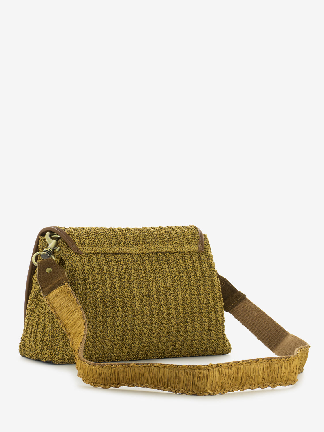 Goa crochet bag with brown shoulder strap