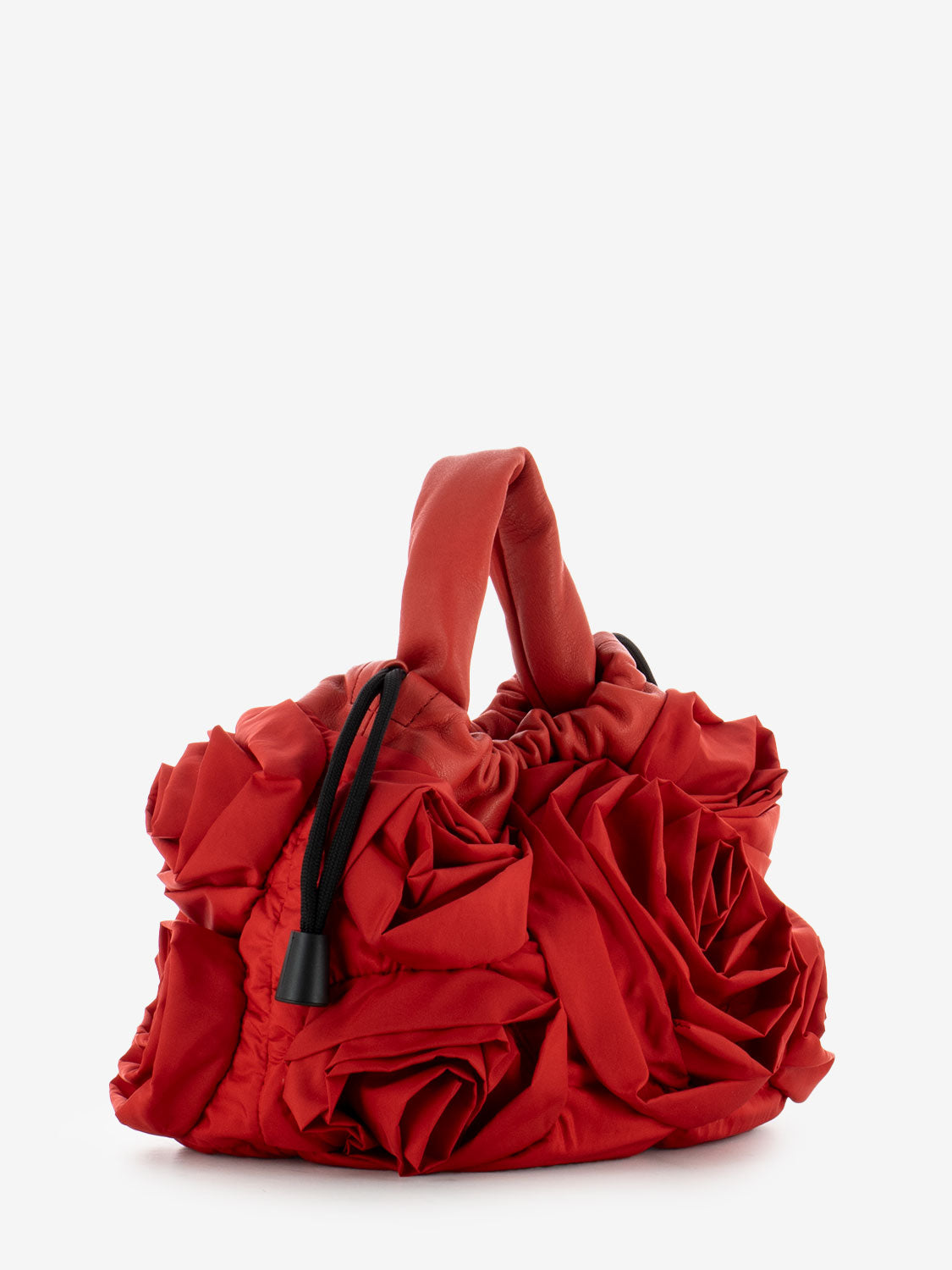 Borsa con drappeggio Roses in nylon e pelle red